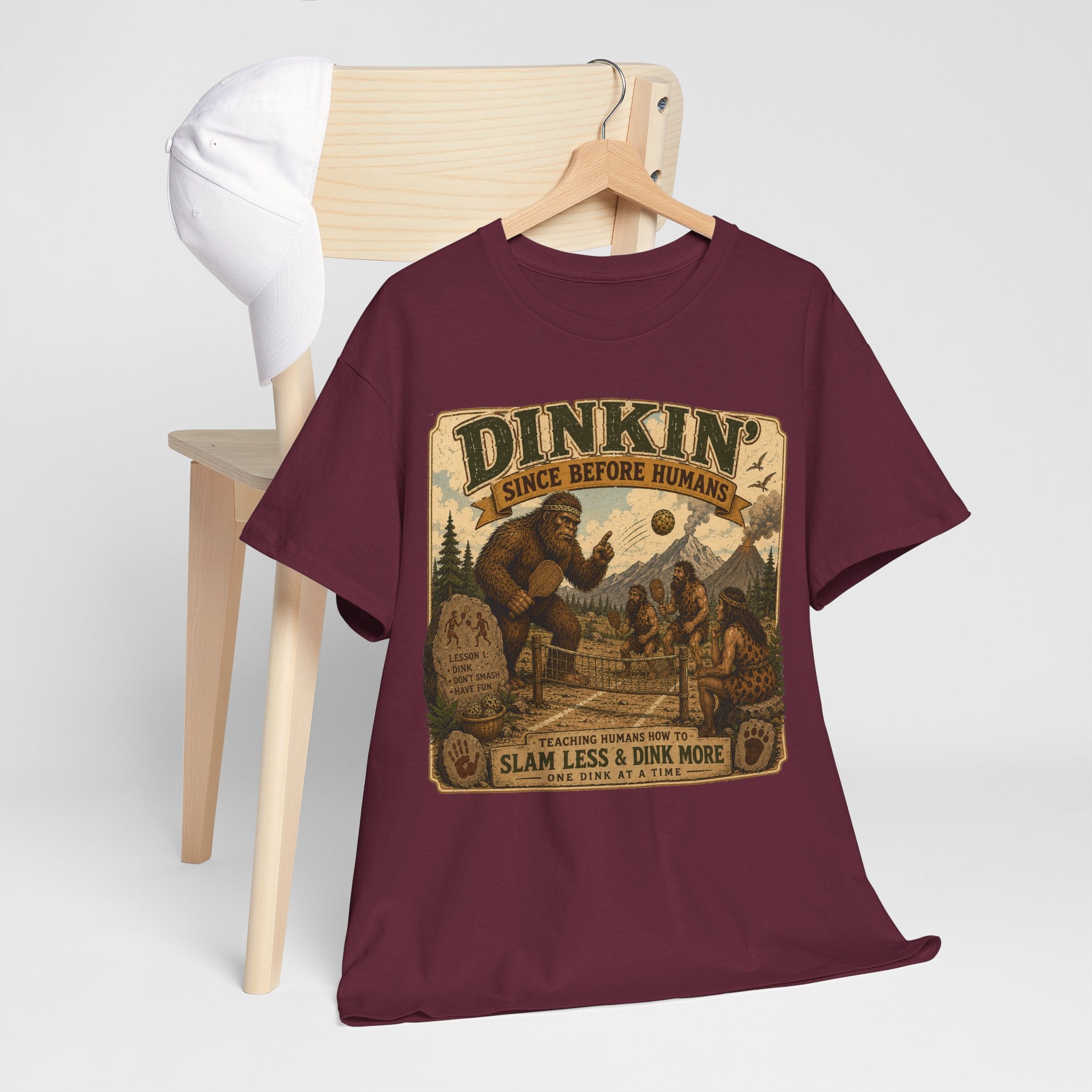 Dinkin' Since Before Humans Bigfoot Pickleball T-Shirt