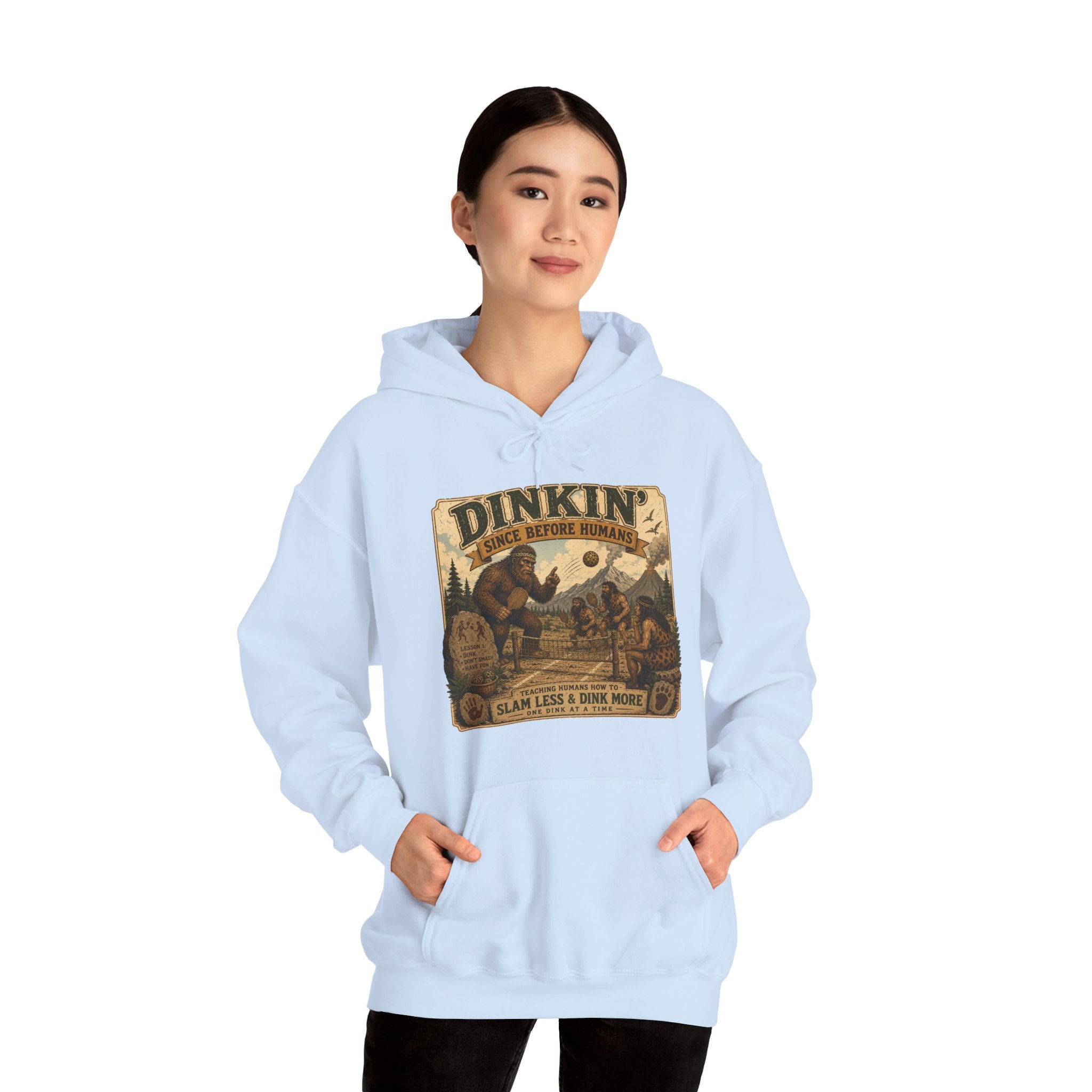 Dinkin' Since Before Humans Bigfoot Pickleball Hoodie