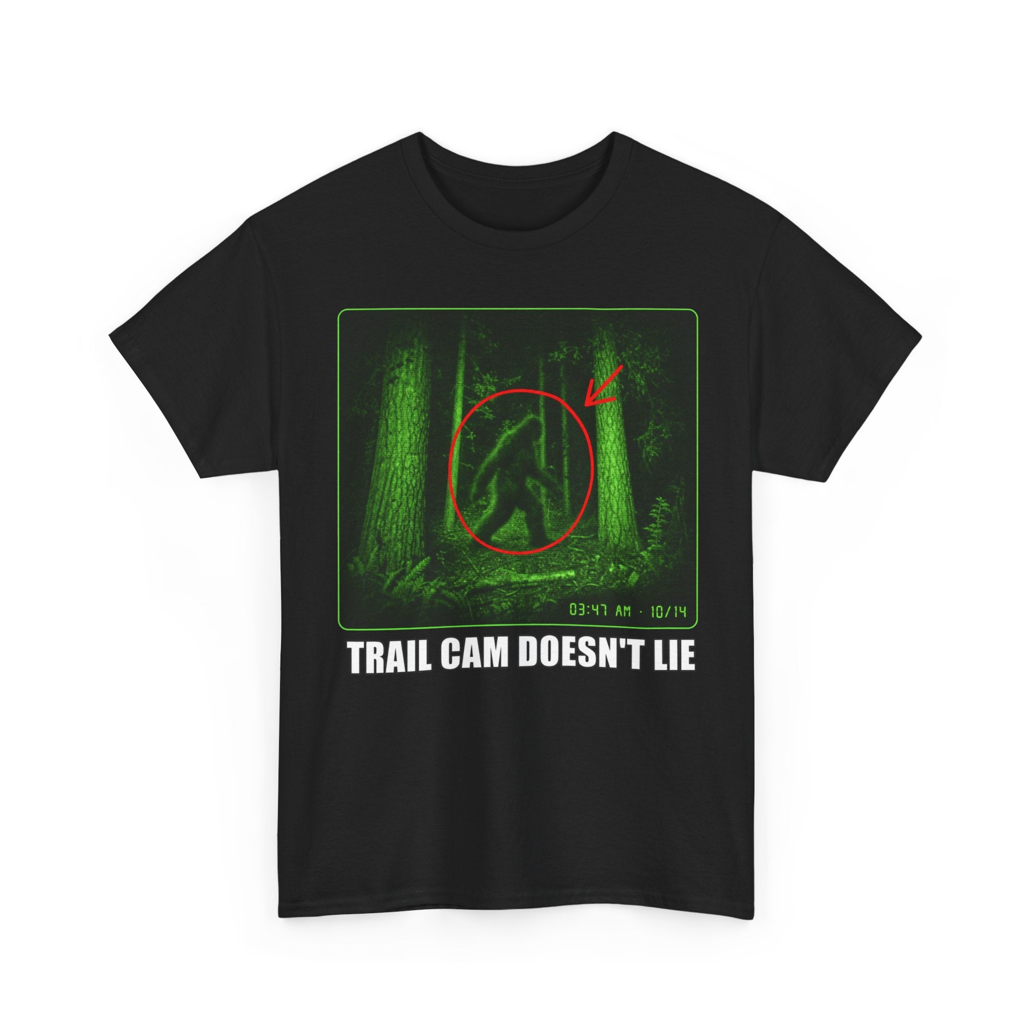 Funny Bigfoot Night Vision T-Shirt – Trail Cam Doesn't Lie Graphic Tee