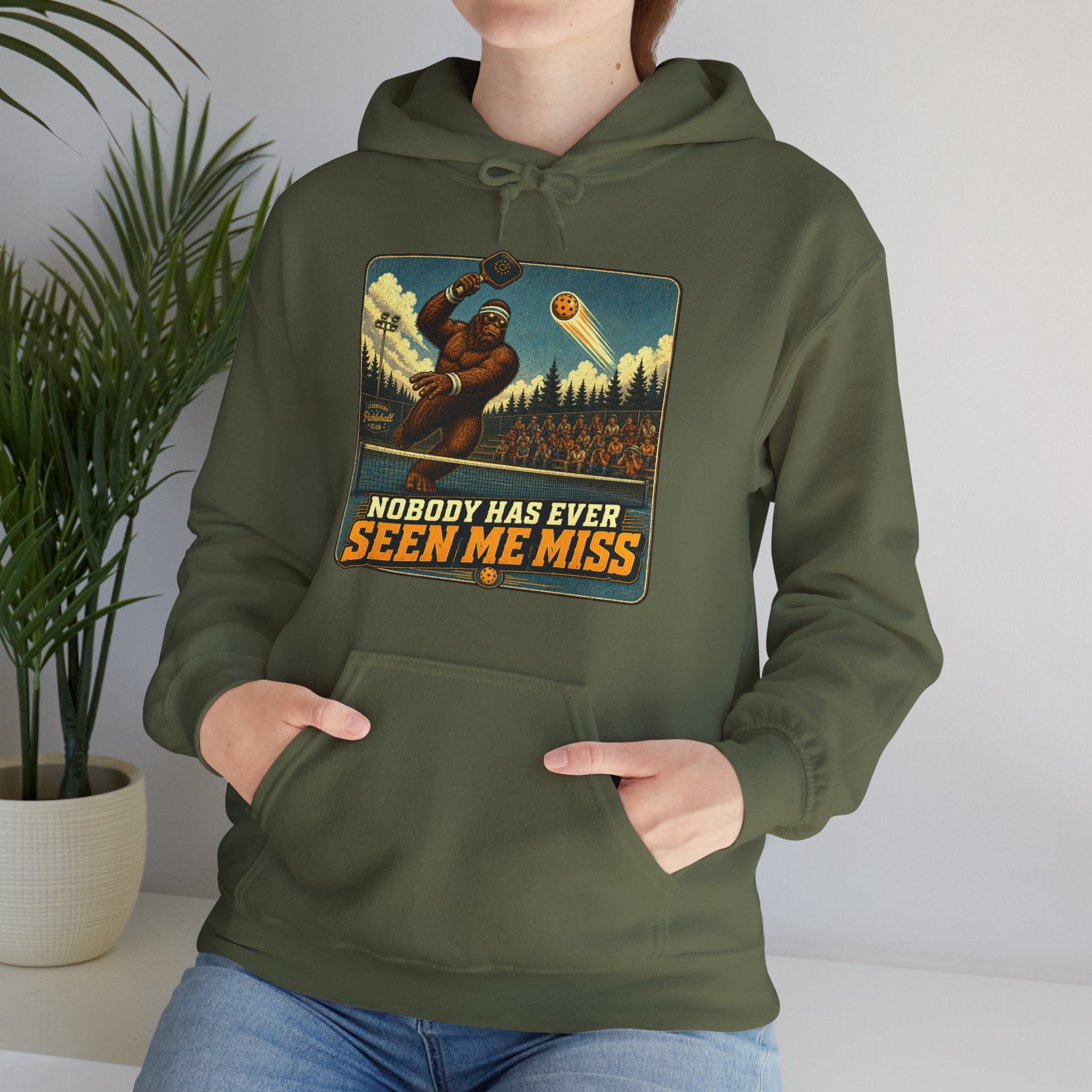 Nobody Has Ever Seen Me Miss Bigfoot Pickleball Hoodie