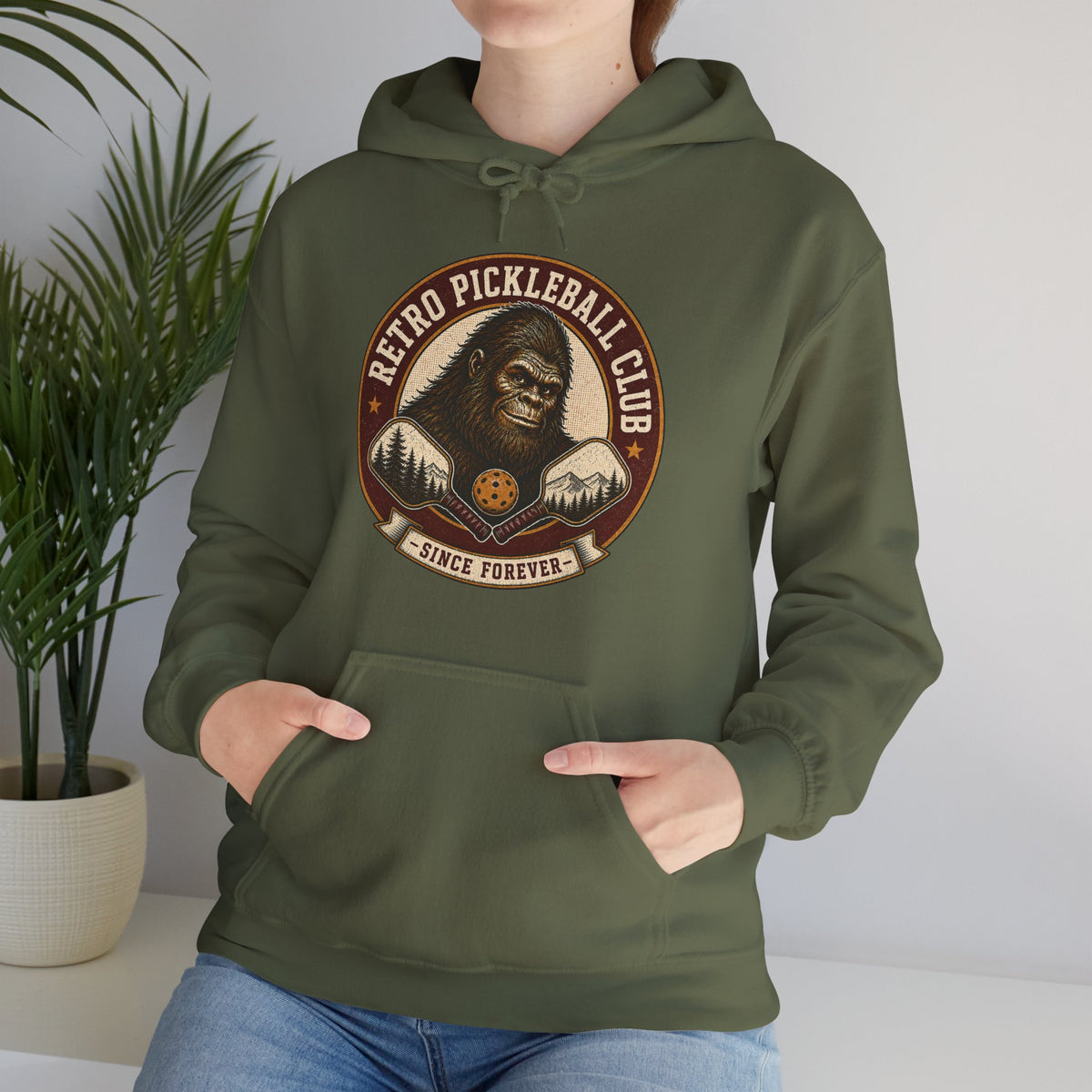 Retro Pickleball Club Bigfoot Emblem Hoodie