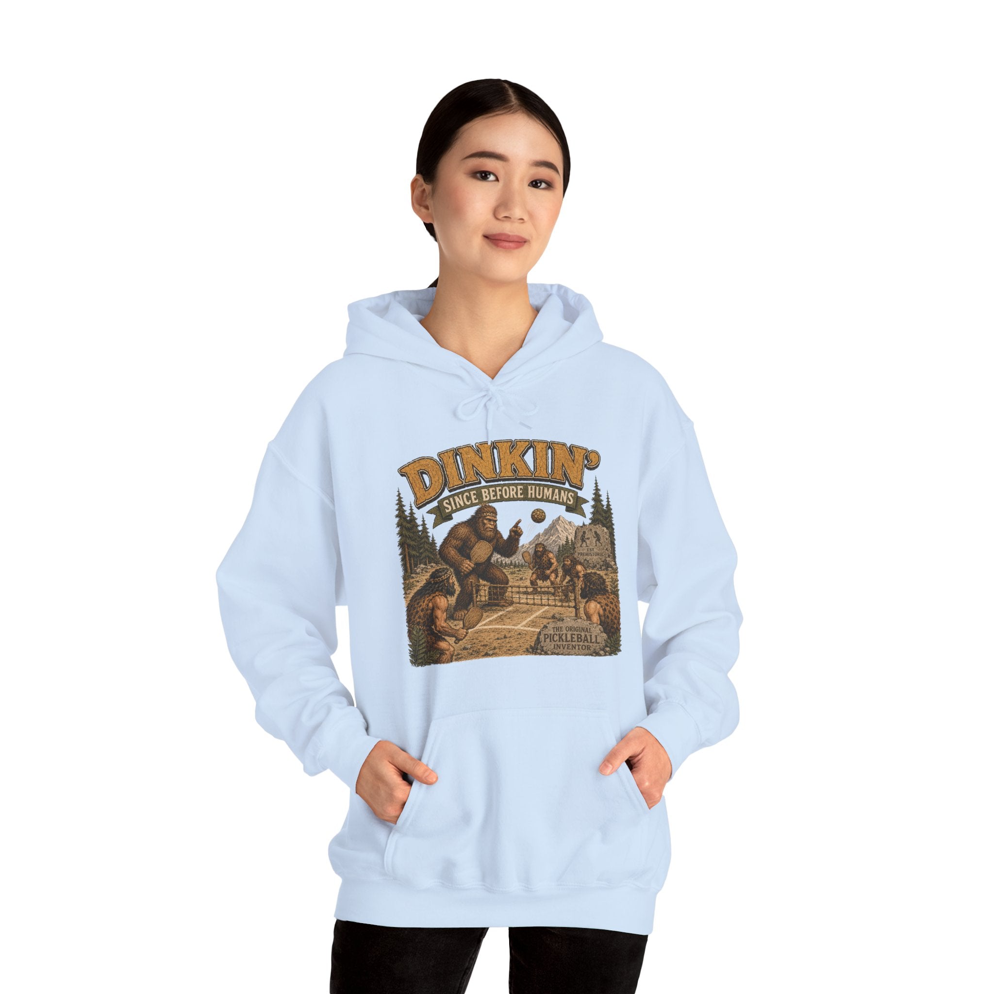 Dinkin' Since Before Humans Bigfoot Pickleball Hoodie