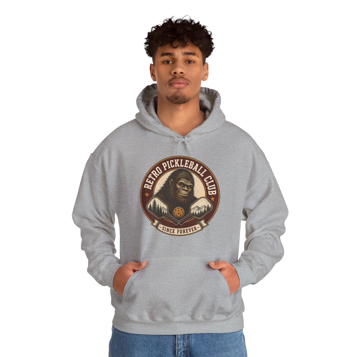 Retro Pickleball Club Bigfoot Emblem Hoodie