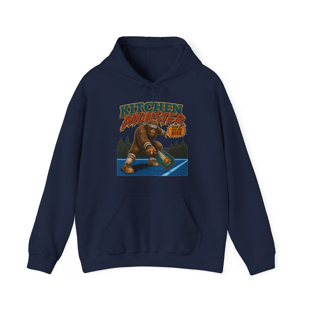 Bigfoot Kitchen Monster Funny Pickleball Hoodie