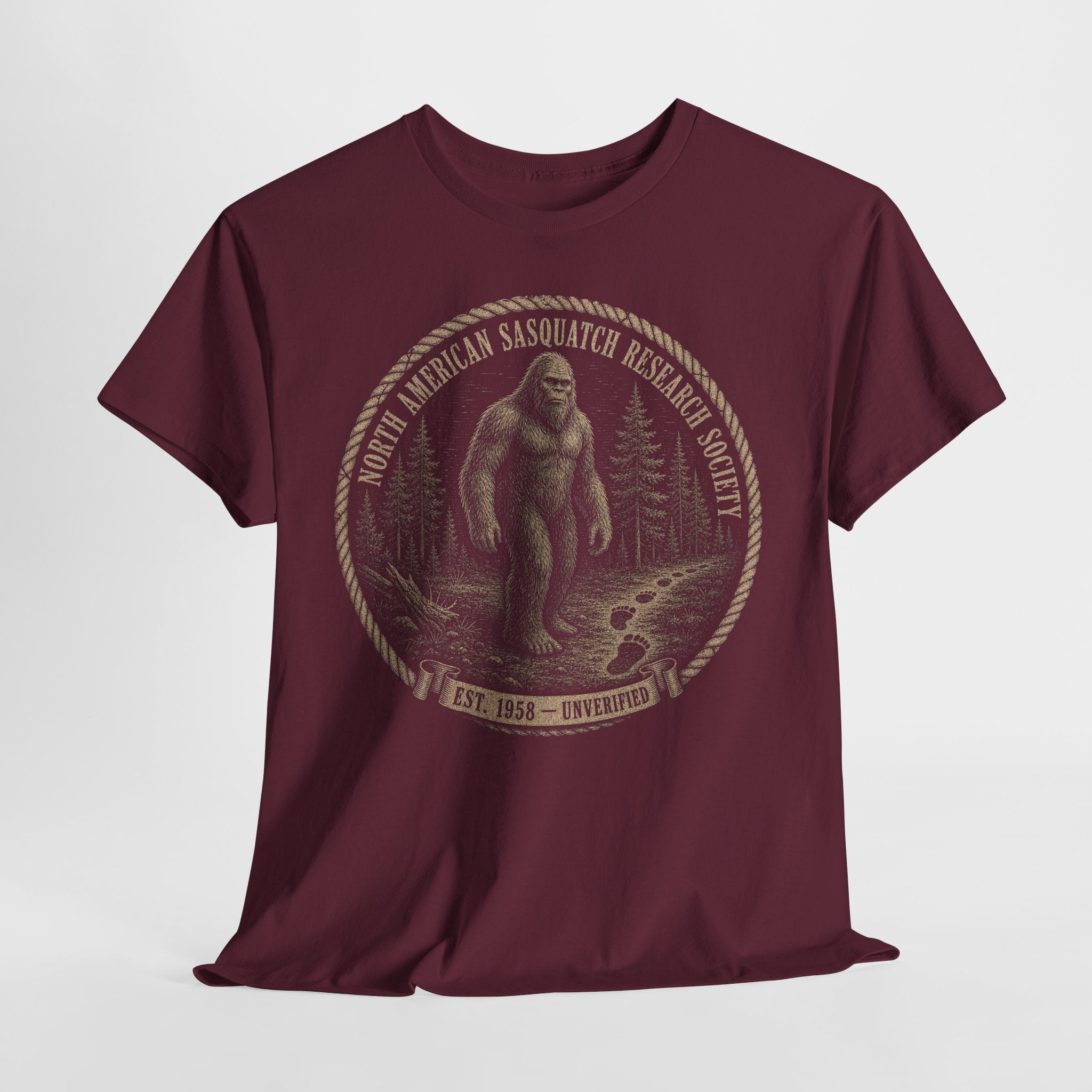 Sasquatch Research Society T-Shirt – Vintage Scientific Bigfoot Badge Tee