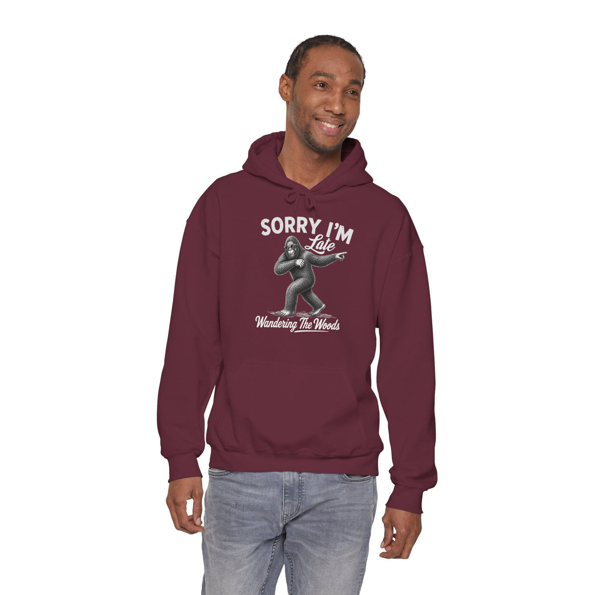 Sorry I'm Late Bigfoot Hoodie – Wandering The Woods Vintage Sasquatch