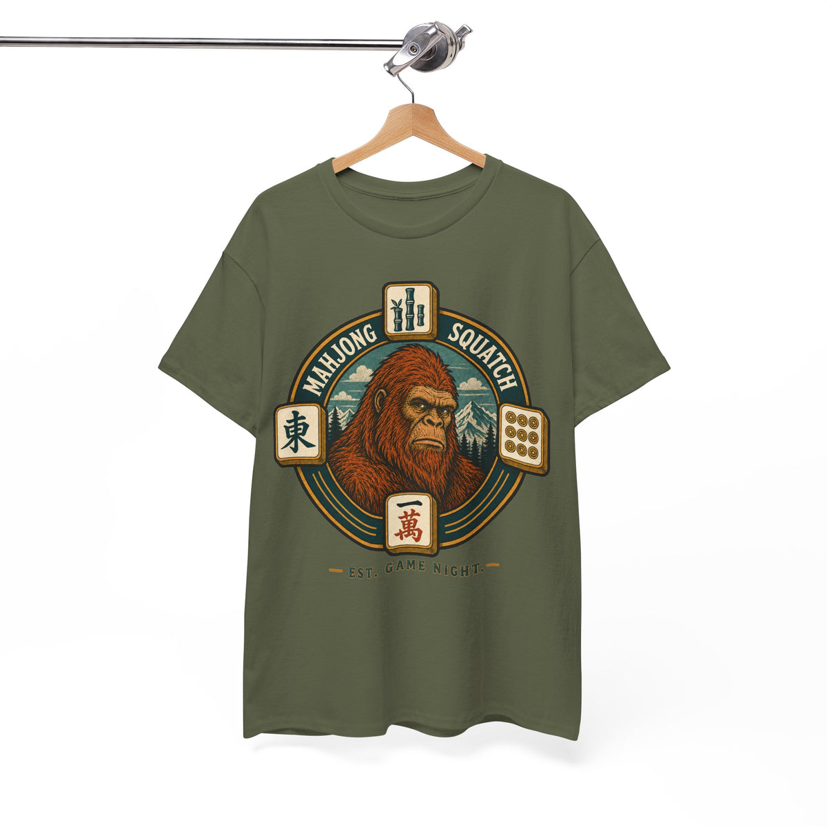 Bamboo, Dots & Squatch - Bigfoot Mahjong T-Shirt