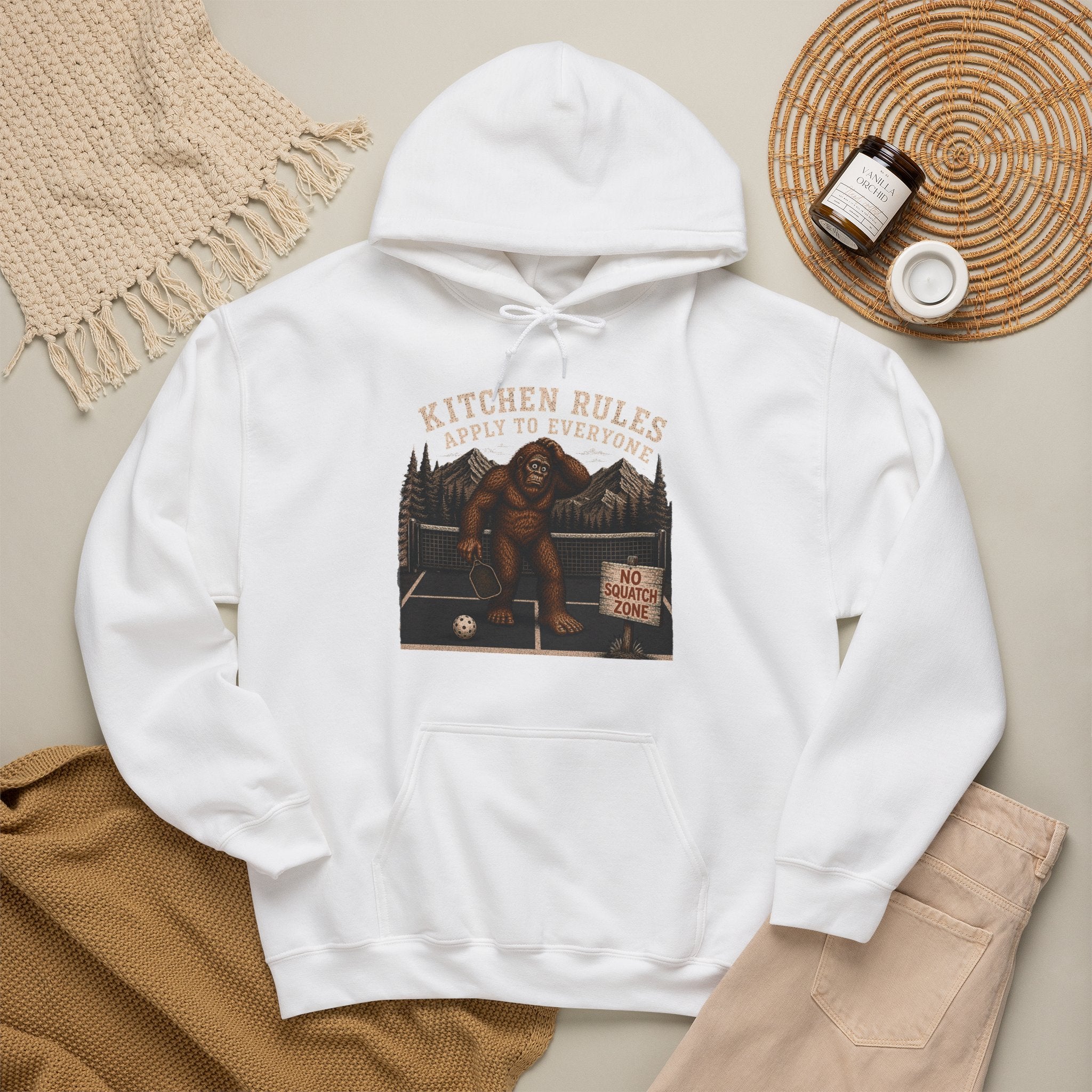 Kitchen Rules Apply to Everyone Bigfoot Pickleball Hoodie