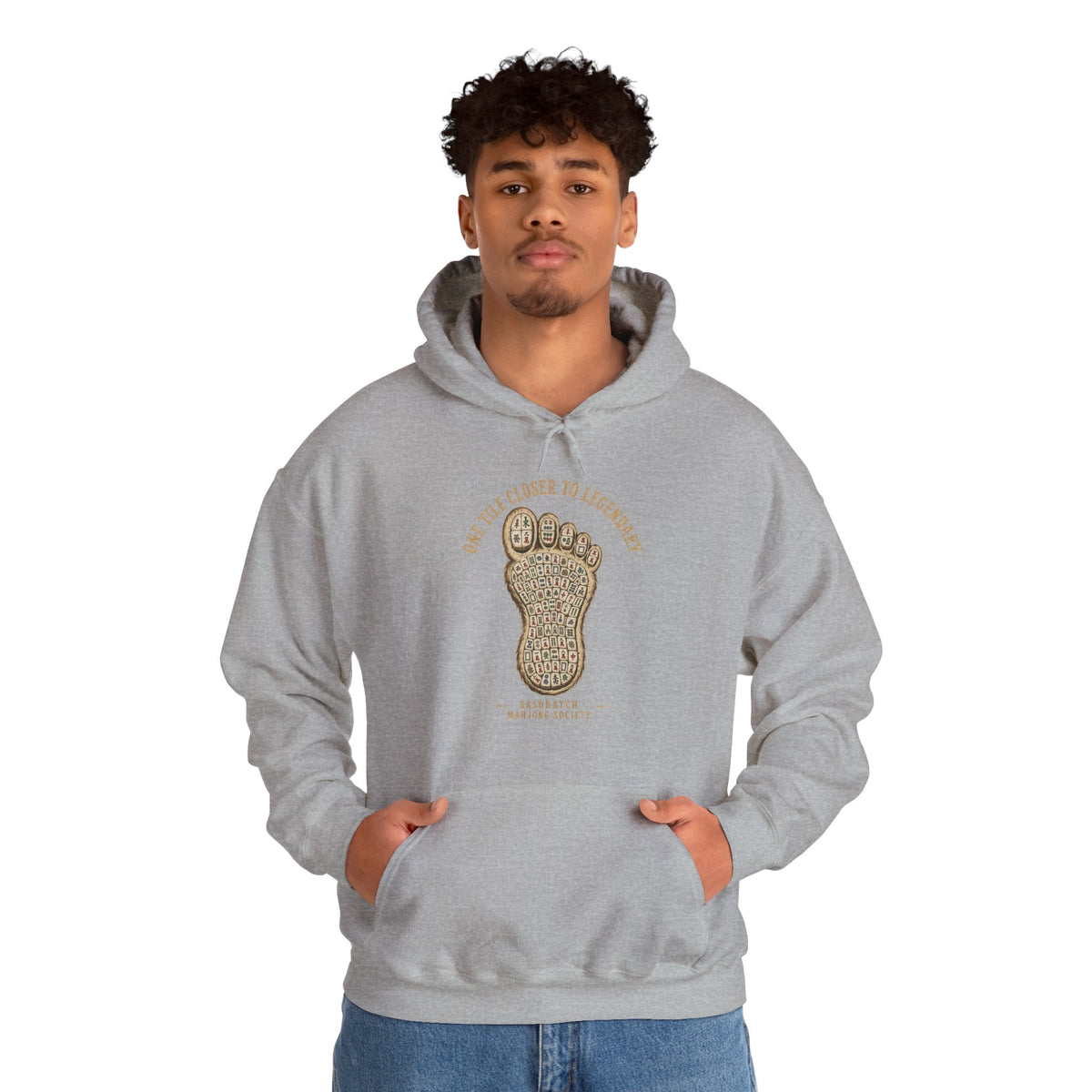 Squatch Footprint Tile - Vintage Bigfoot Mahjong Hoodie