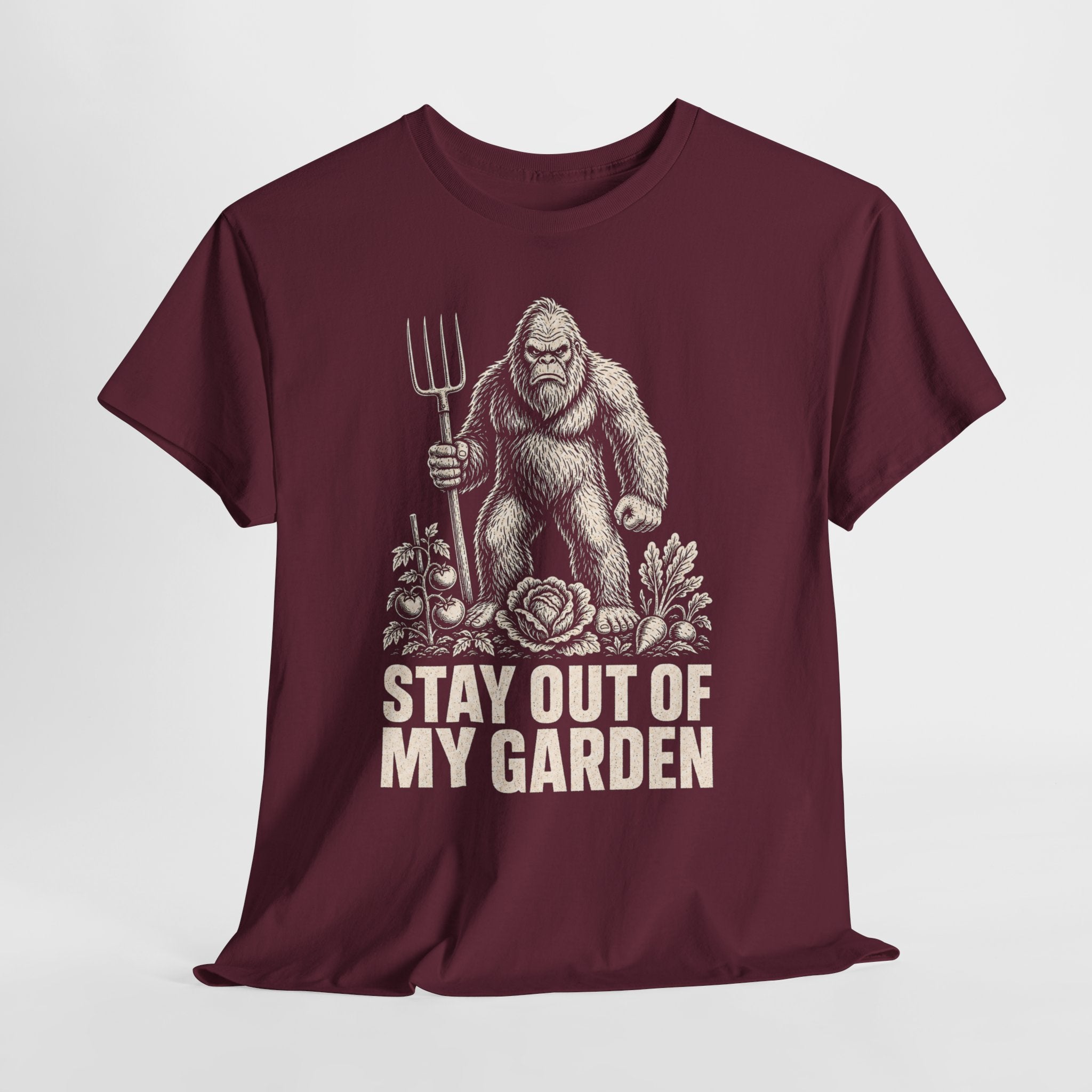 Funny Bigfoot Gardener T-Shirt – Stay Out Of My Garden Graphic Tee