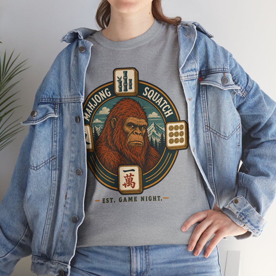 Bamboo, Dots & Squatch - Bigfoot Mahjong T-Shirt