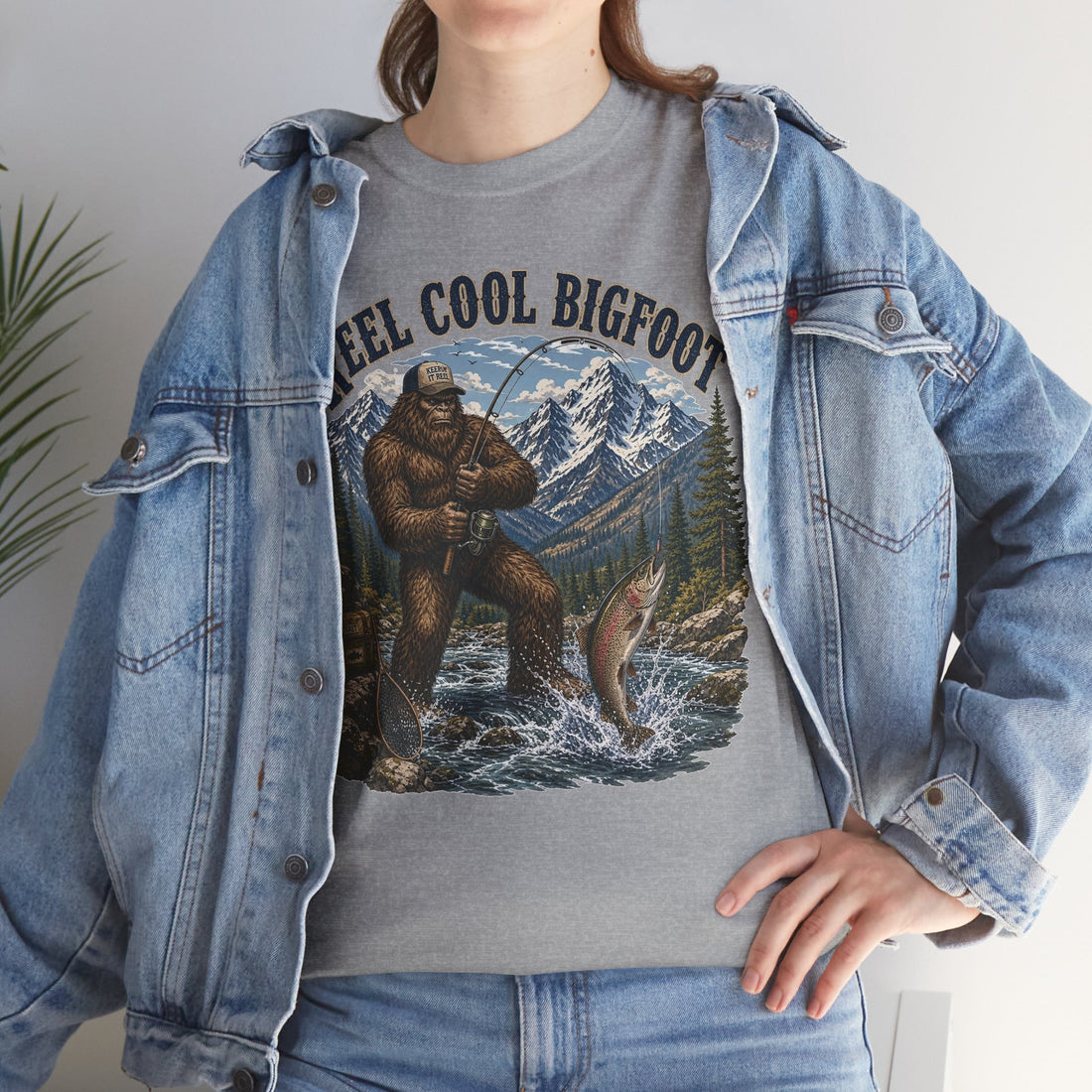 Reel Cool Bigfoot T-Shirt – Funny Fishing Mountain Graphic Tee
