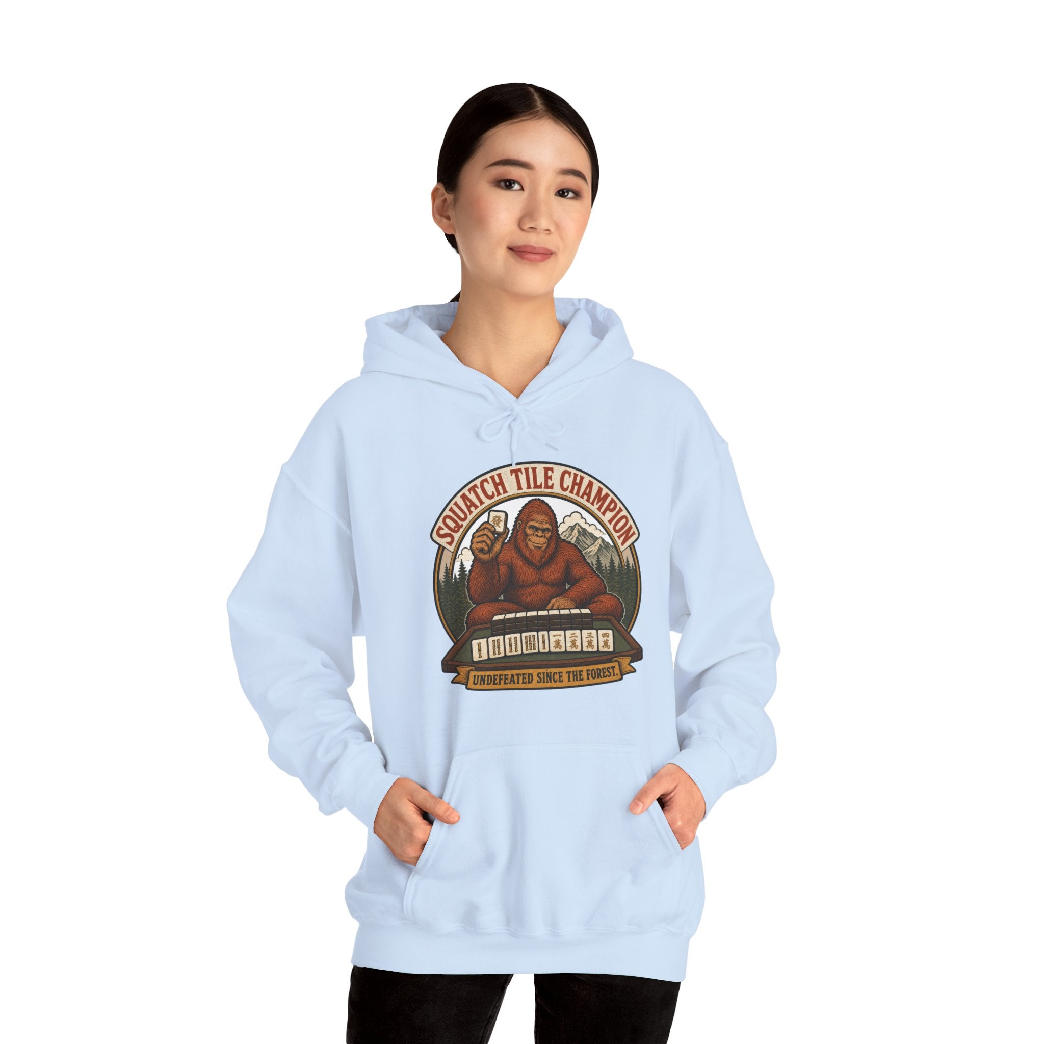 Squatch Tile Champion - Funny Bigfoot Mahjong Hoodie