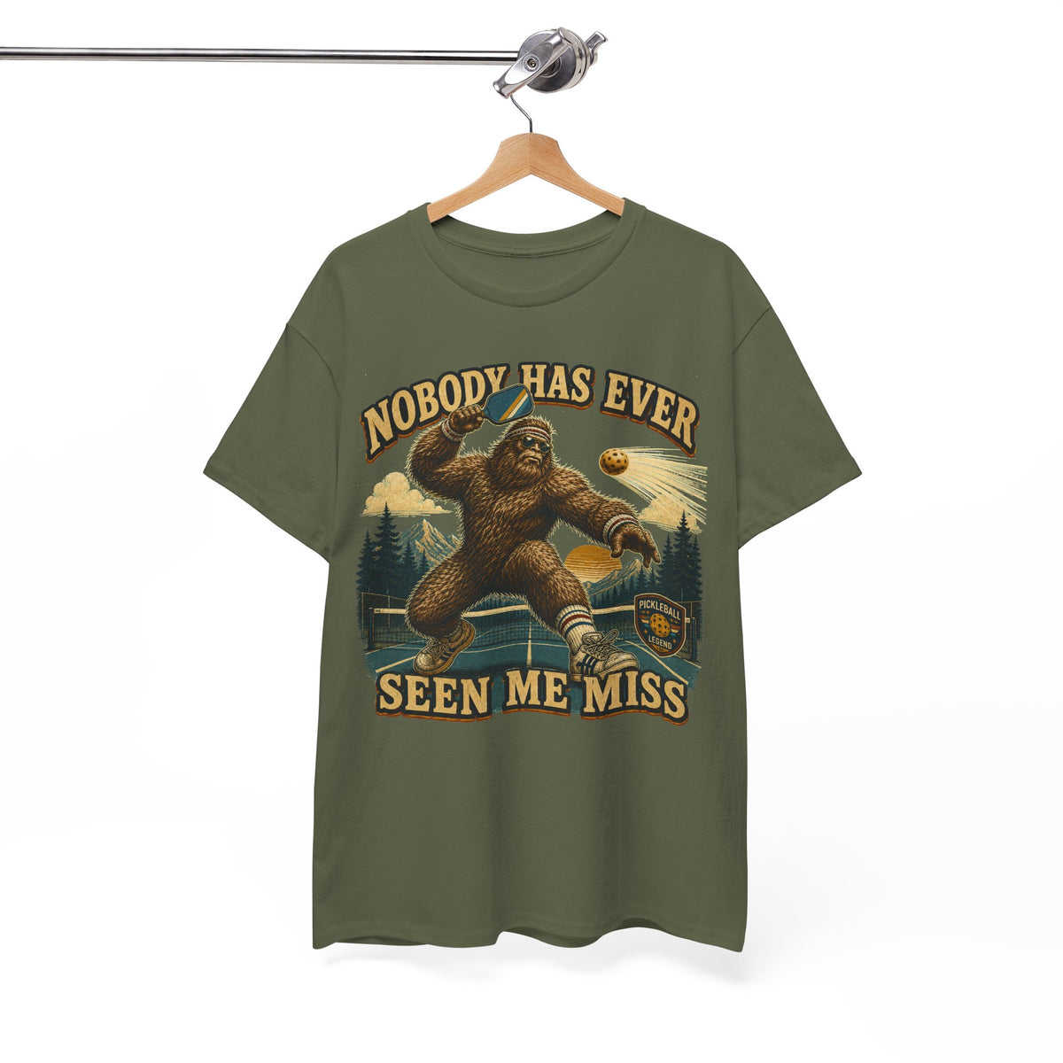 Nobody Has Ever Seen Me Miss Bigfoot Pickleball T-Shirt