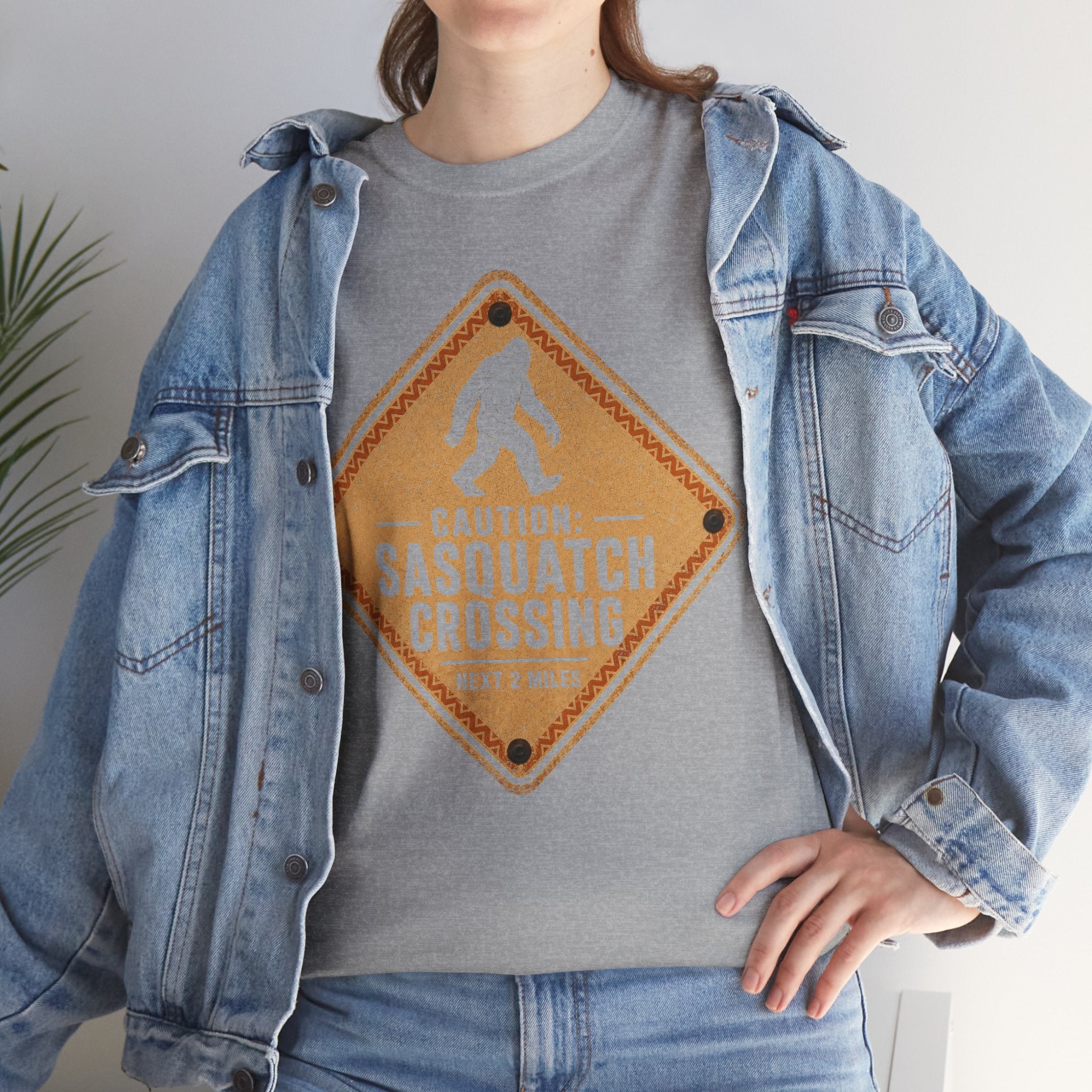 Sasquatch Crossing T-Shirt – Funny Retro Road Sign Bigfoot Graphic Tee