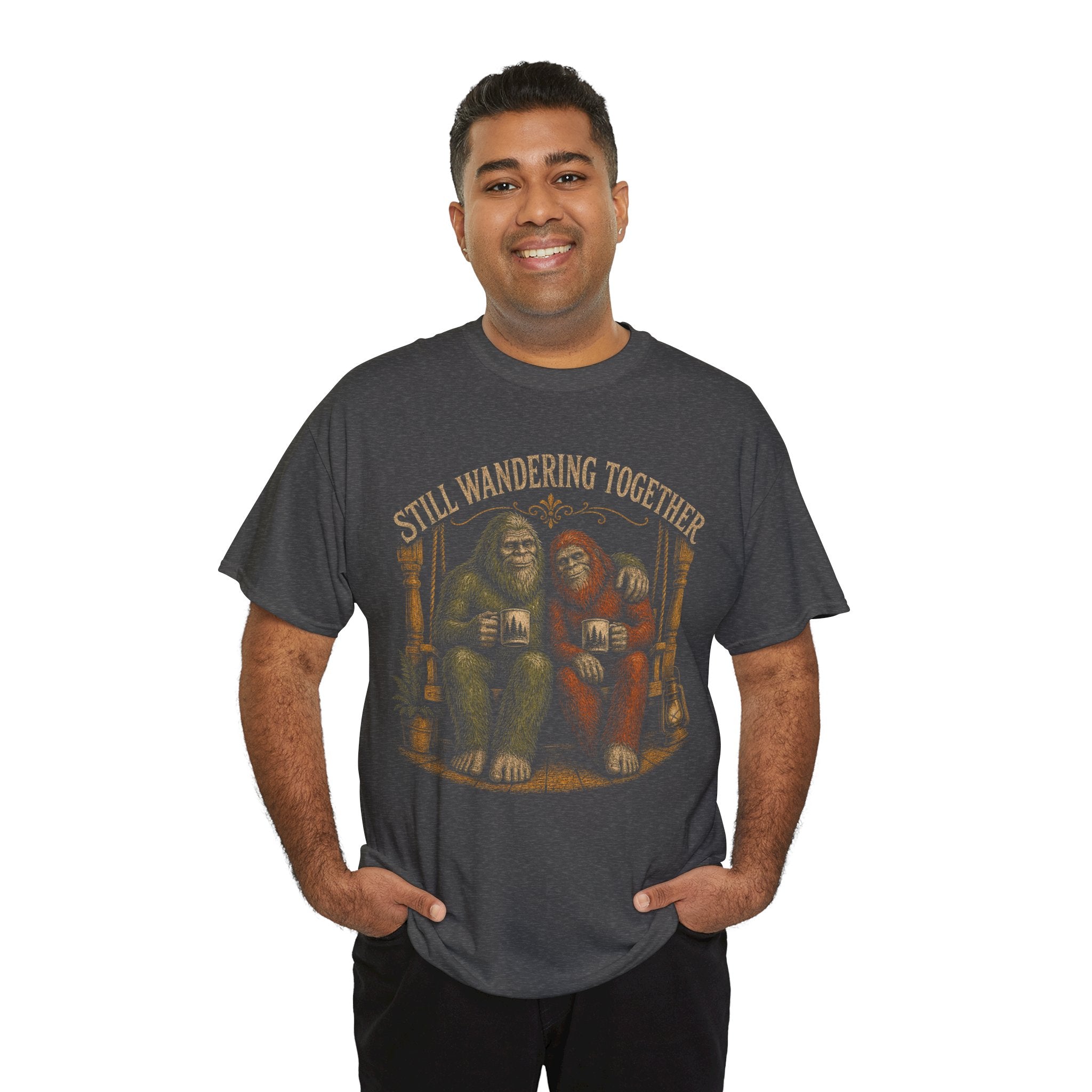 Bigfoot Couple Anniversary T-Shirt – Still Wandering Together Vintage Tee