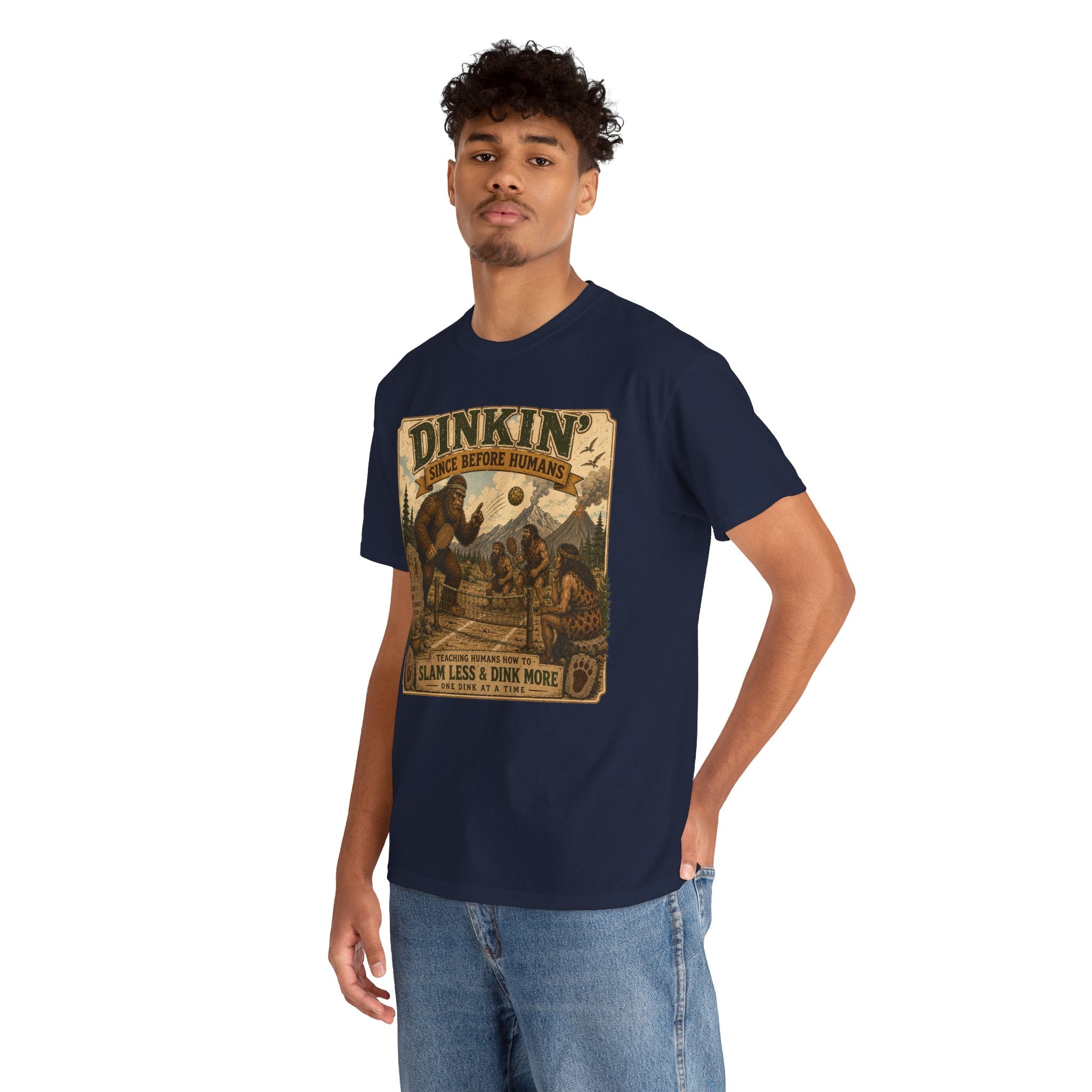 Dinkin' Since Before Humans Bigfoot Pickleball T-Shirt