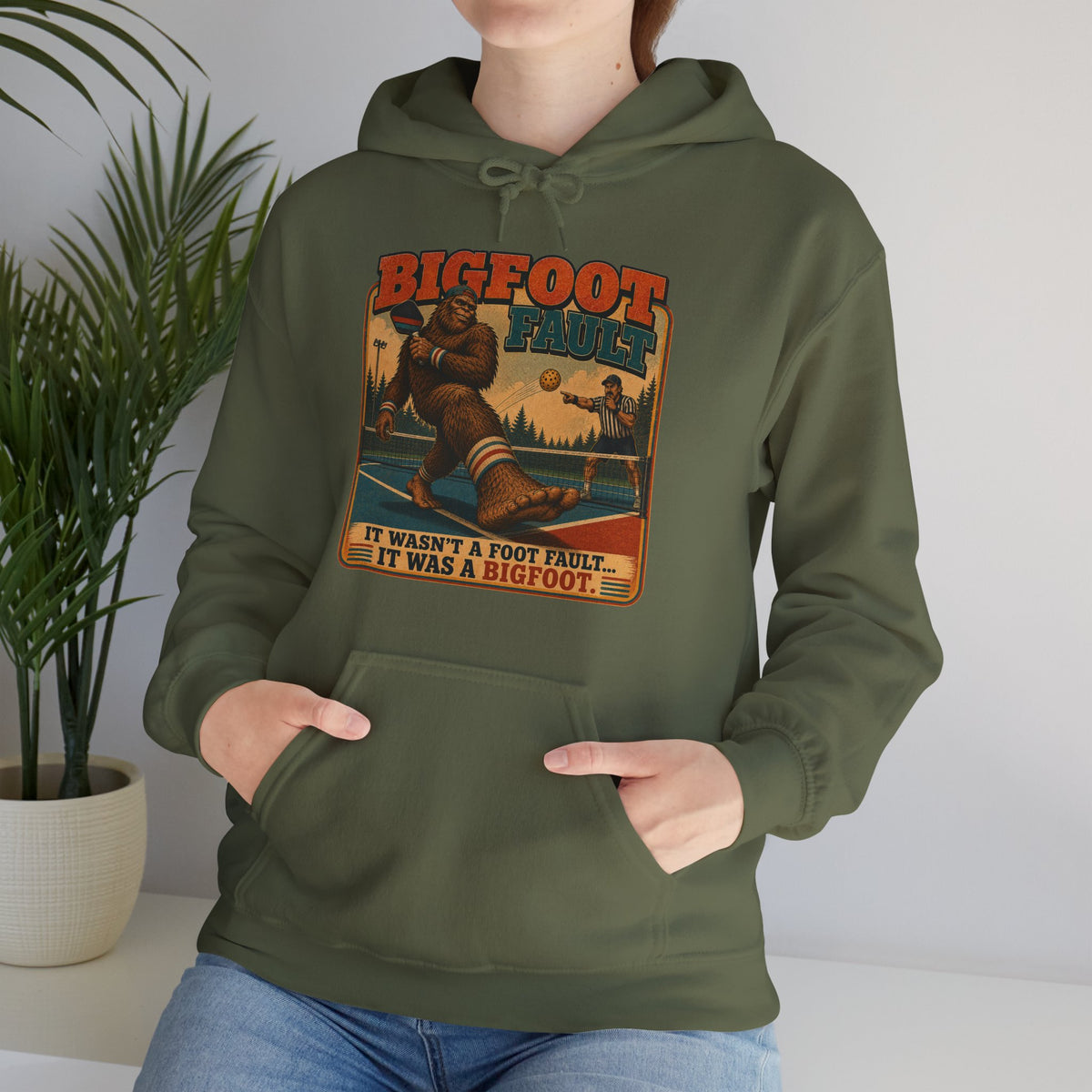 Bigfoot Foot Fault Funny Pickleball Hoodie