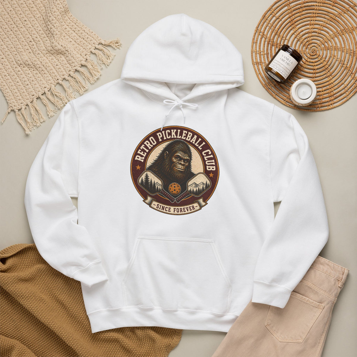Retro Pickleball Club Bigfoot Emblem Hoodie