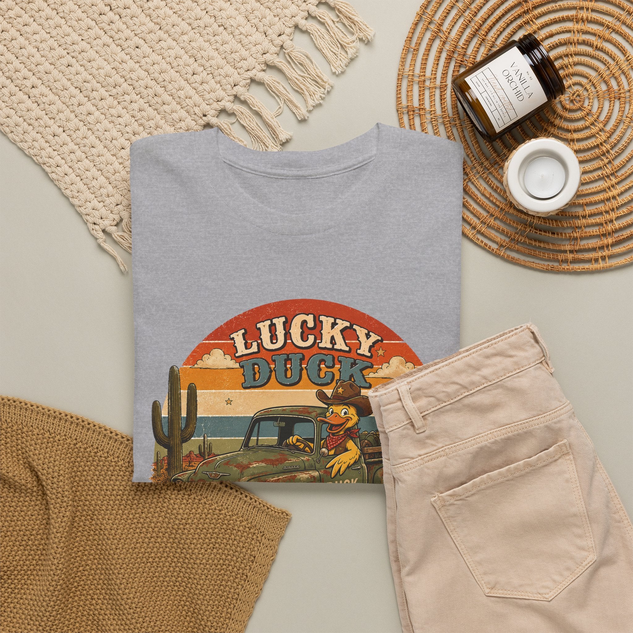 Lucky Duck Vintage Truck Tee — Retro Desert Road Trip Graphic T-Shirt