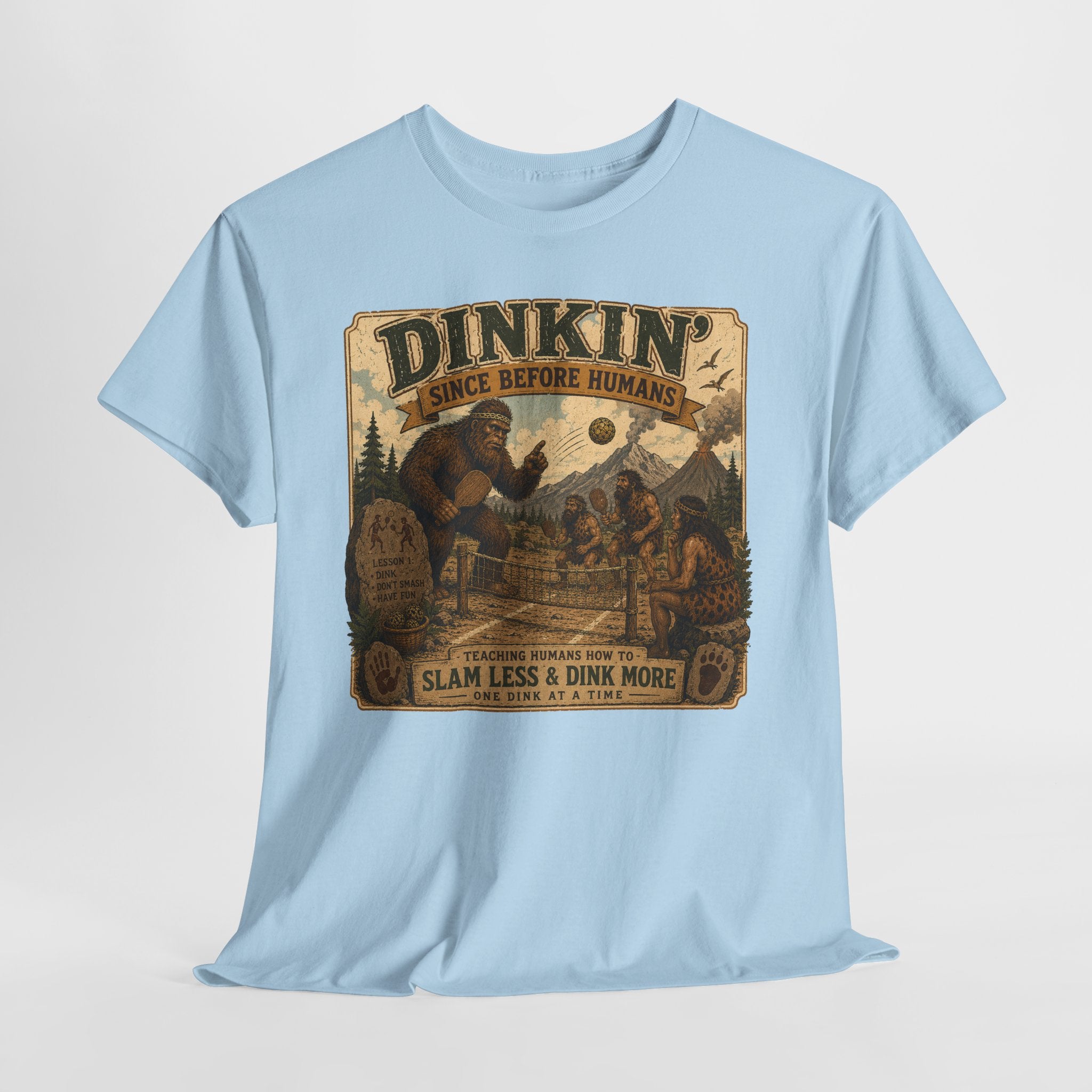 Dinkin' Since Before Humans Bigfoot Pickleball T-Shirt