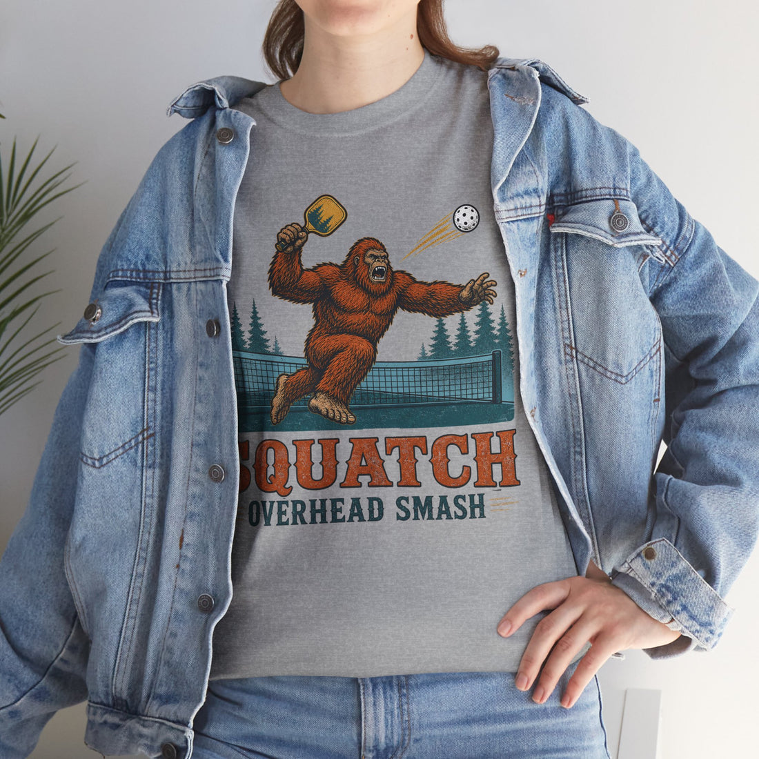 Squatch Overhead Smash Bigfoot Pickleball T-Shirt