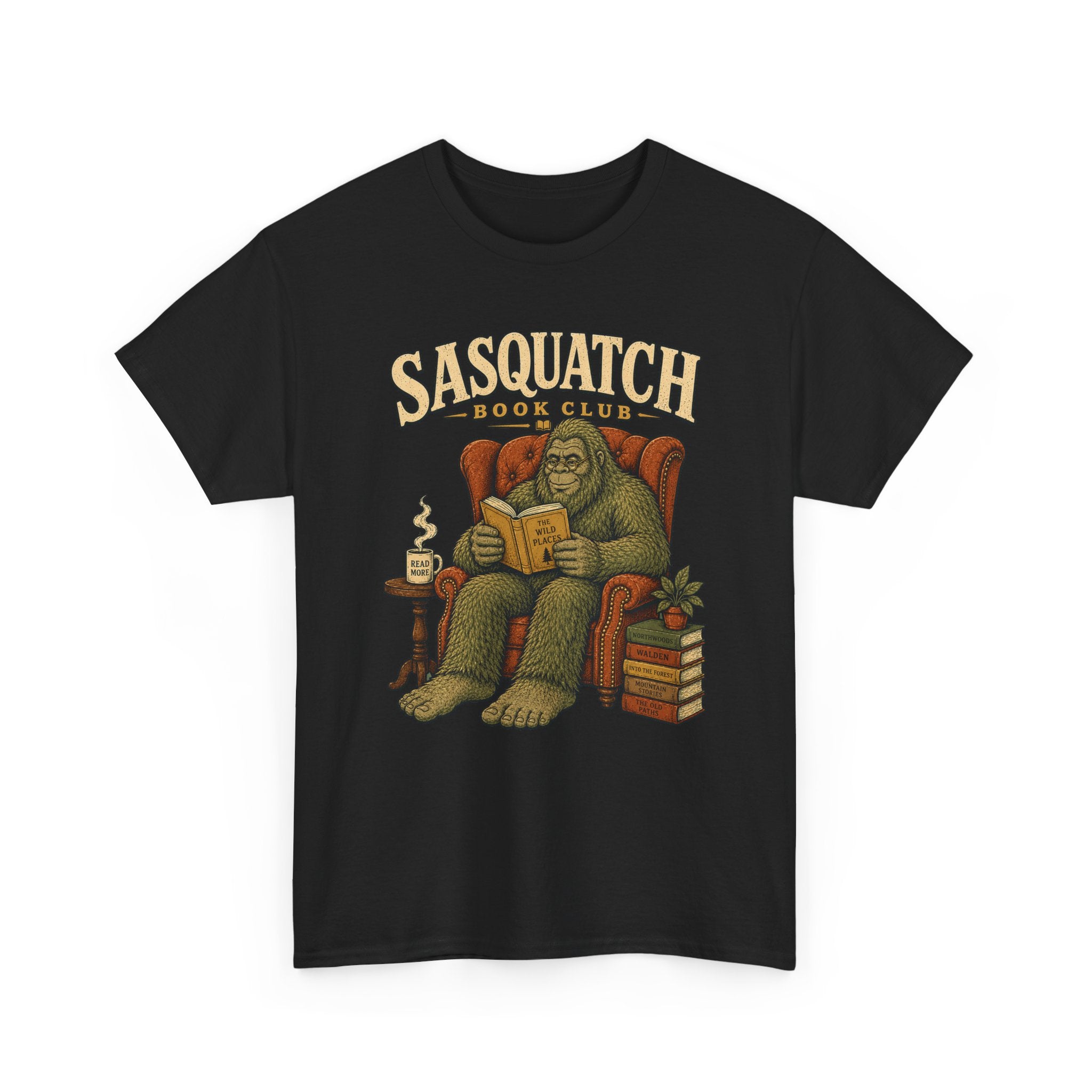 Sasquatch Book Club T-Shirt – Cozy Bigfoot Reading Graphic Tee