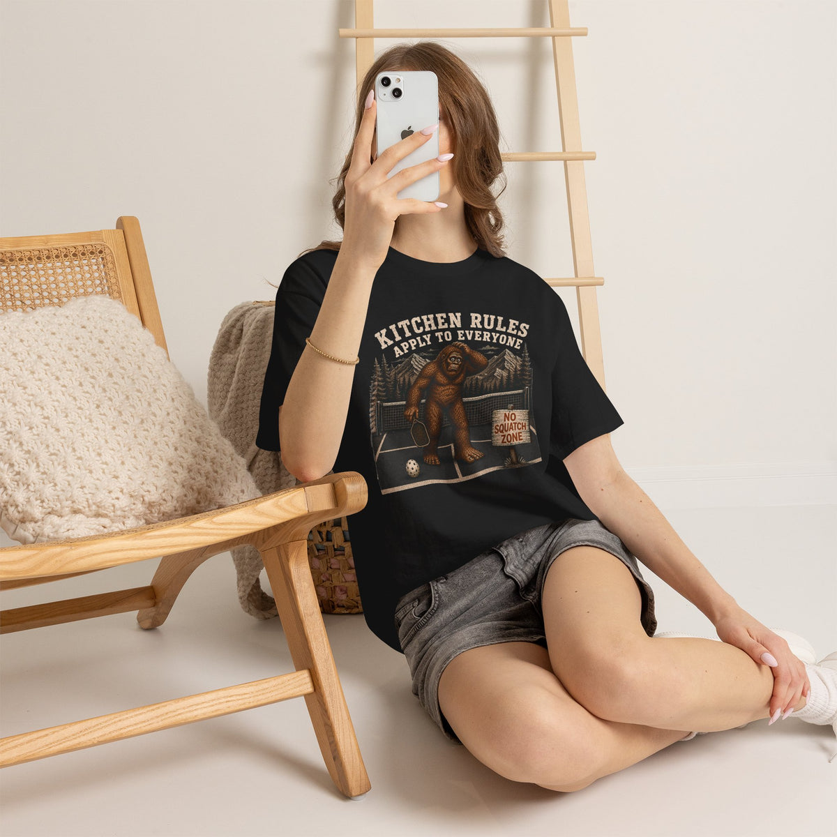 Kitchen Rules Apply to Everyone Bigfoot Pickleball T-Shirt