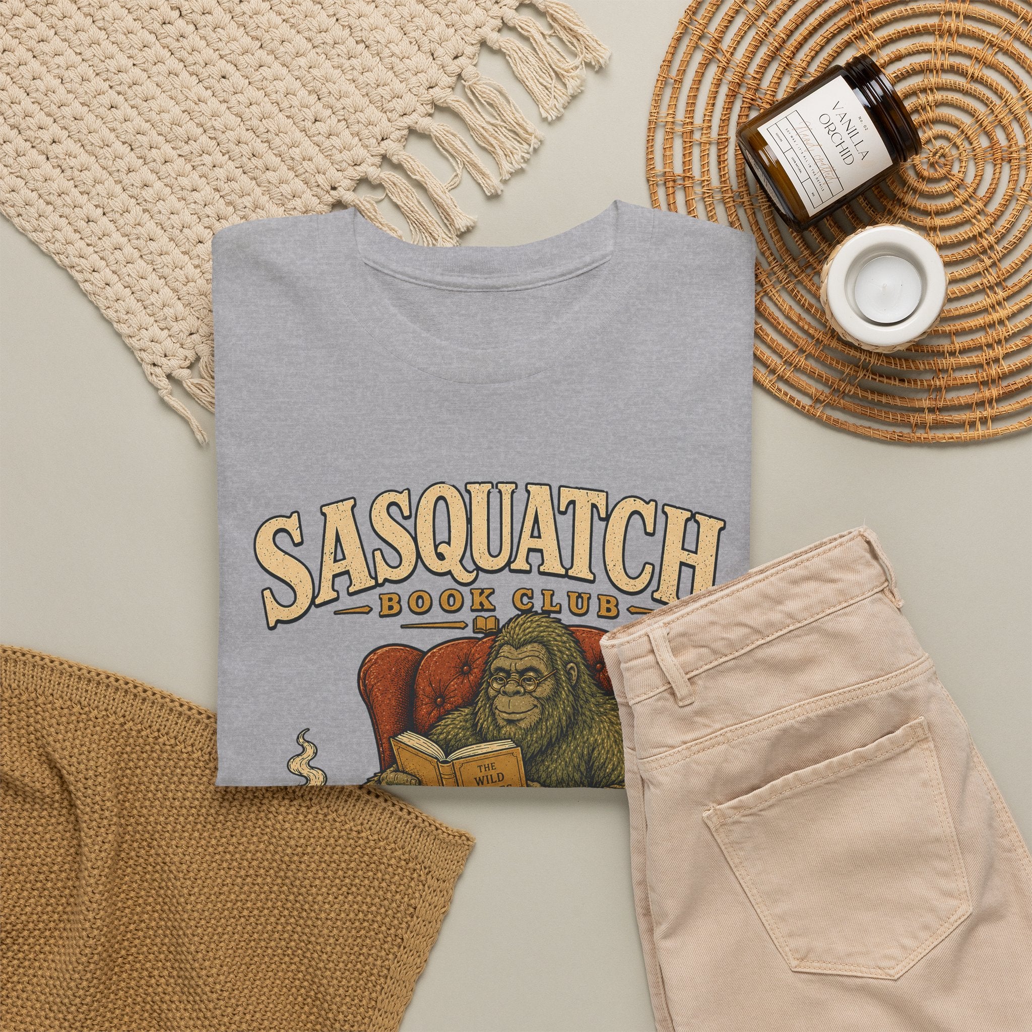 Sasquatch Book Club T-Shirt – Cozy Bigfoot Reading Graphic Tee
