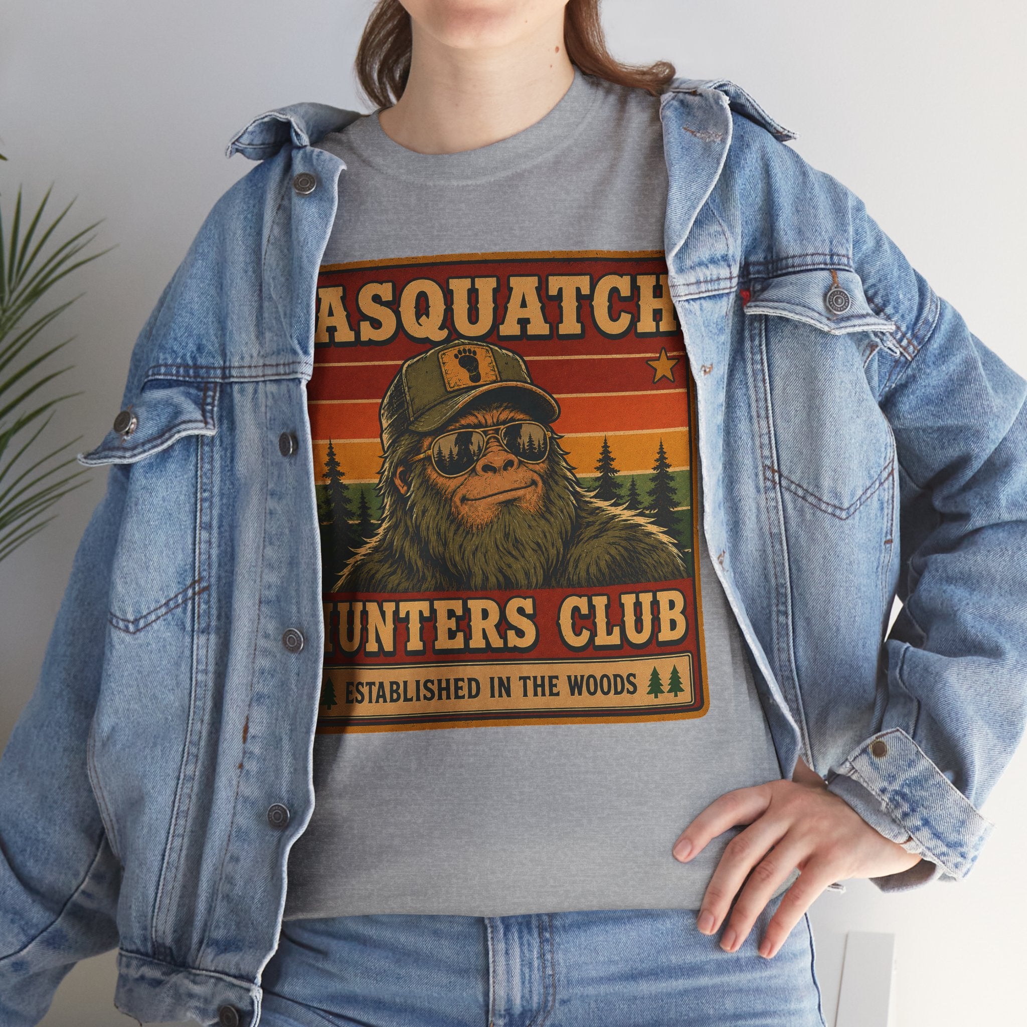 Sasquatch Hunters Club T-Shirt – Retro Bigfoot Emblem Badge Graphic Tee - Bigfoot Shirt