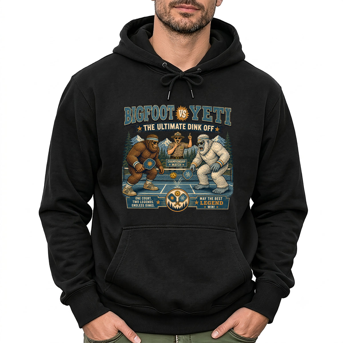 Bigfoot vs Yeti Pickleball Championship Hoodie