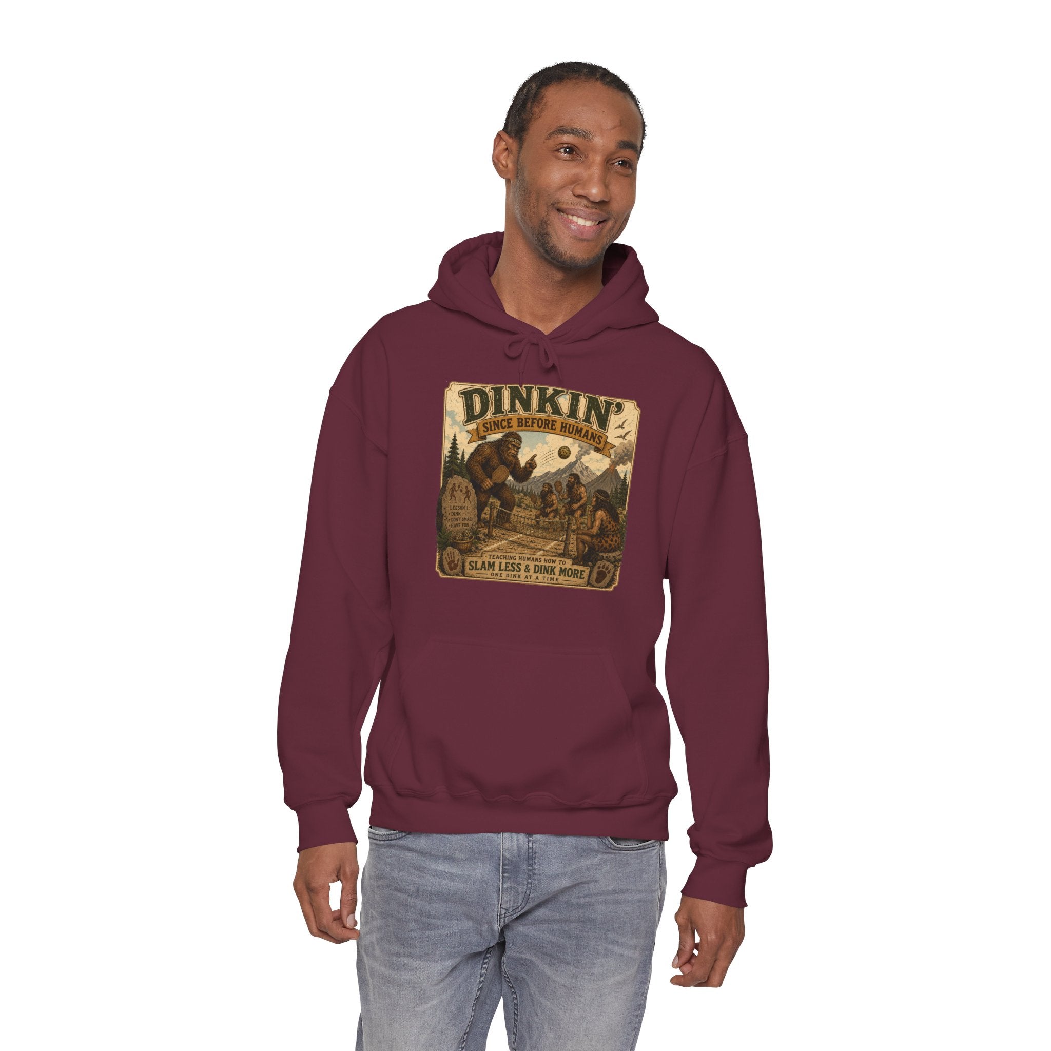 Dinkin' Since Before Humans Bigfoot Pickleball Hoodie