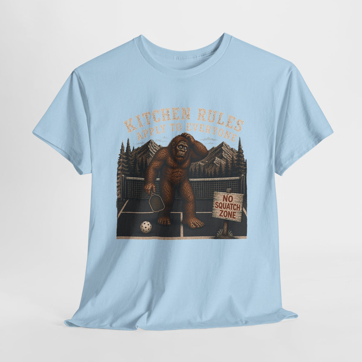 Kitchen Rules Apply to Everyone Bigfoot Pickleball T-Shirt