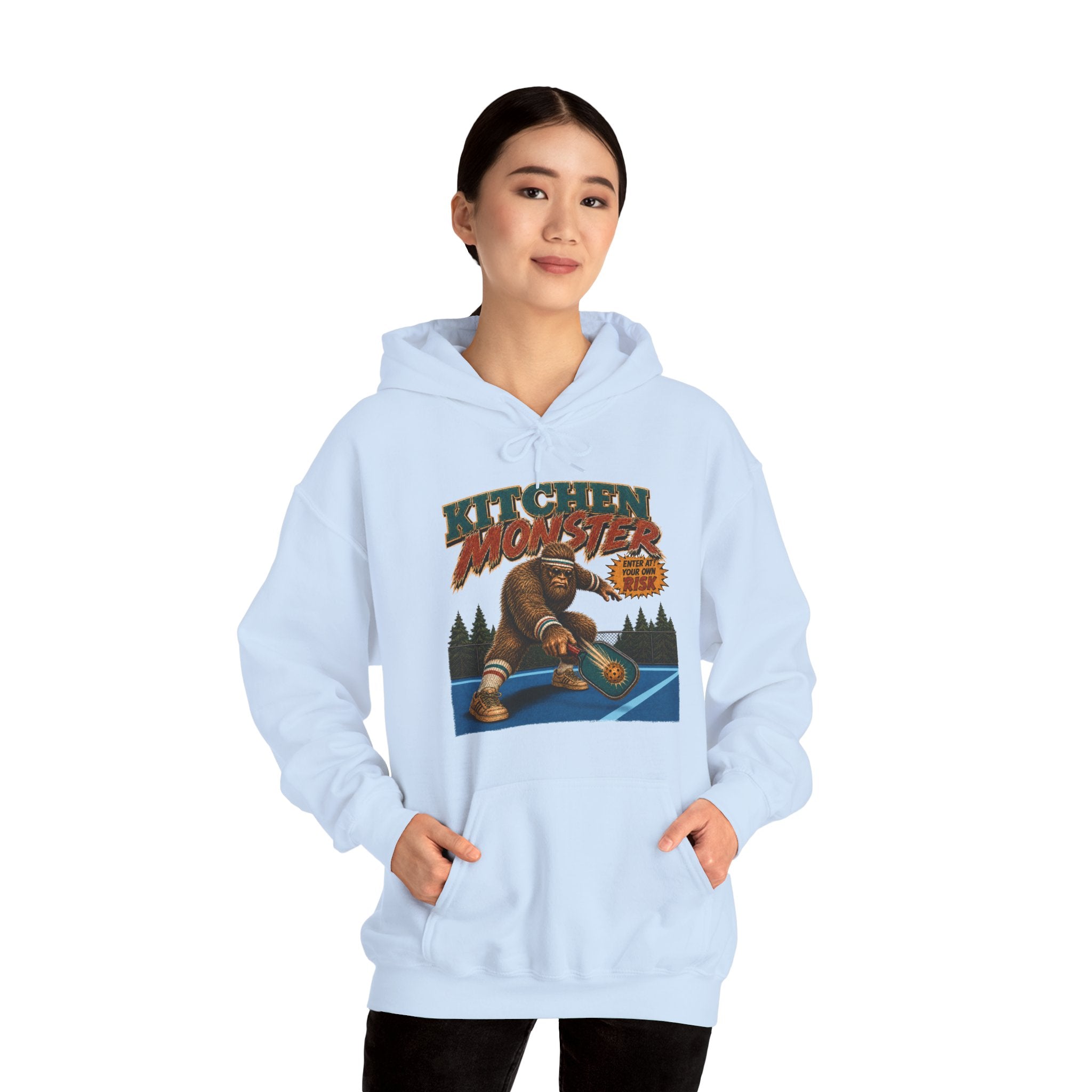 Bigfoot Kitchen Monster Funny Pickleball Hoodie