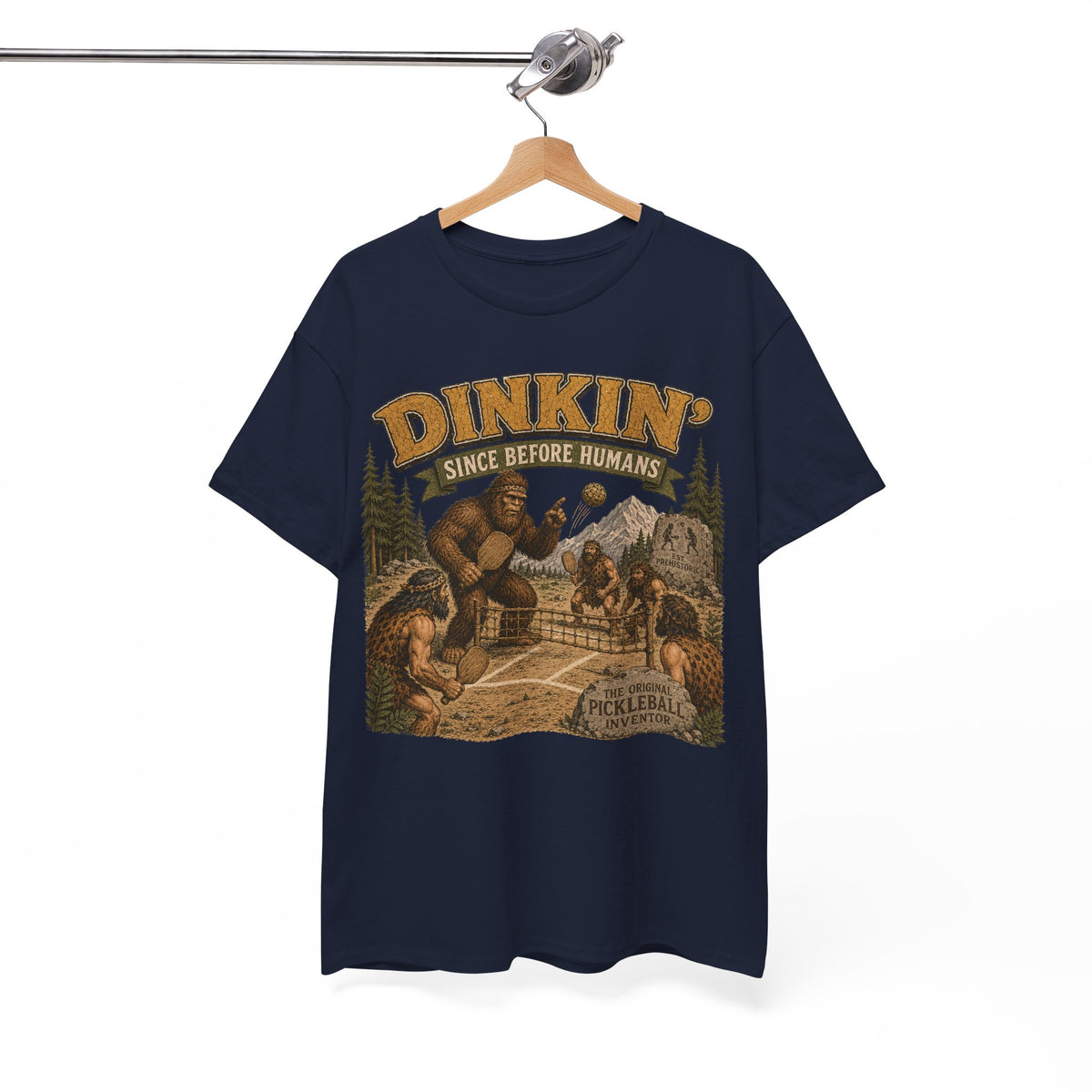 Dinkin' Since Before Humans Bigfoot Pickleball T-Shirt
