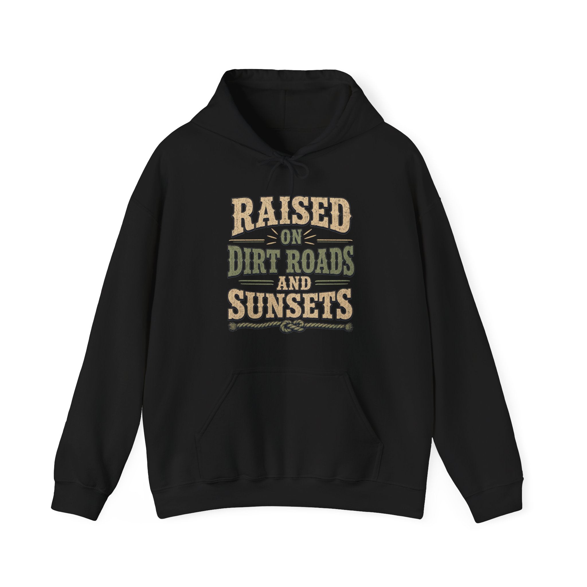 Raised On Dirt Roads Hoodie, Vintage Western Typography Pullover Sweatshirt, Rustic Country Fleece Hoodie