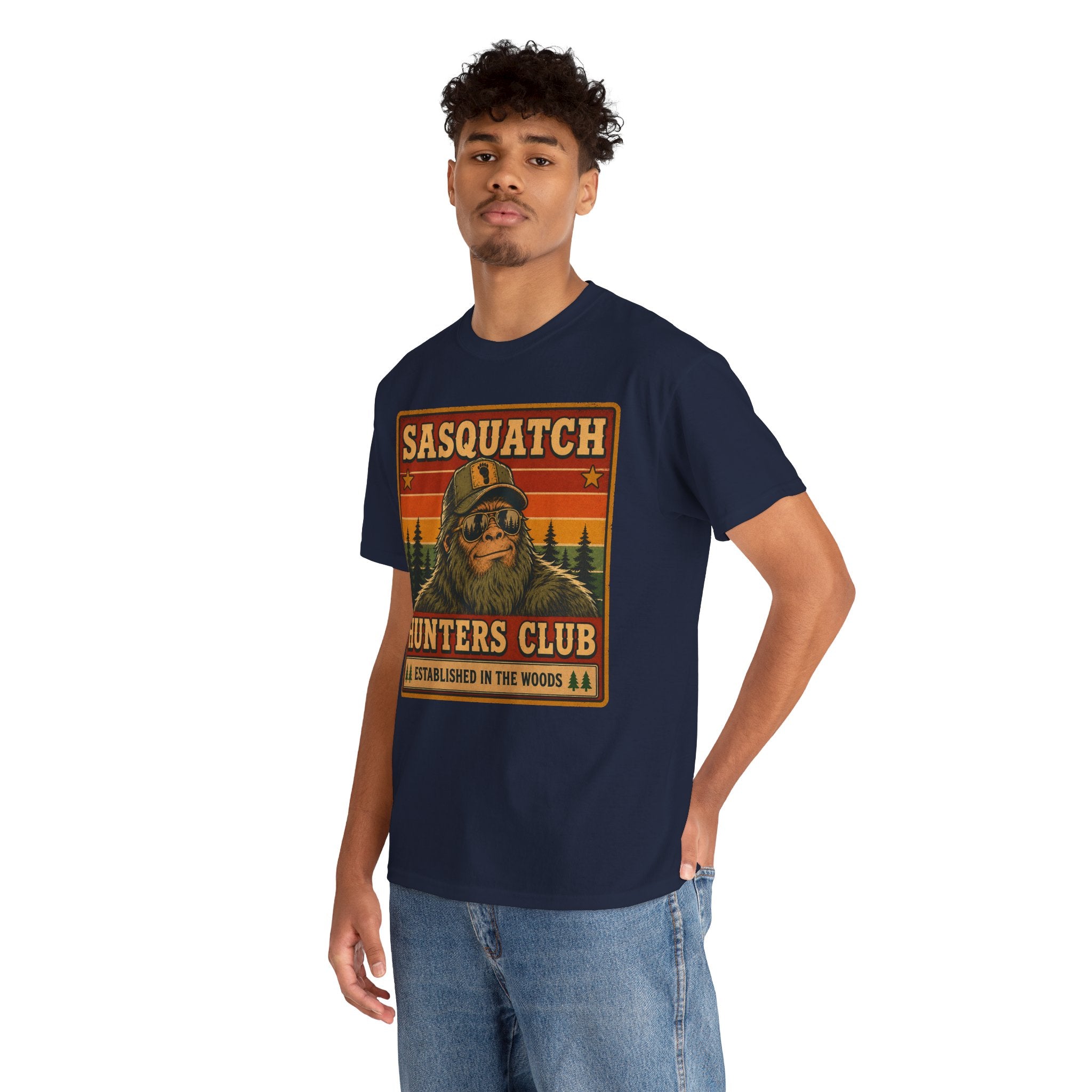 Sasquatch Hunters Club T-Shirt – Retro Bigfoot Emblem Badge Graphic Tee - Bigfoot Shirt