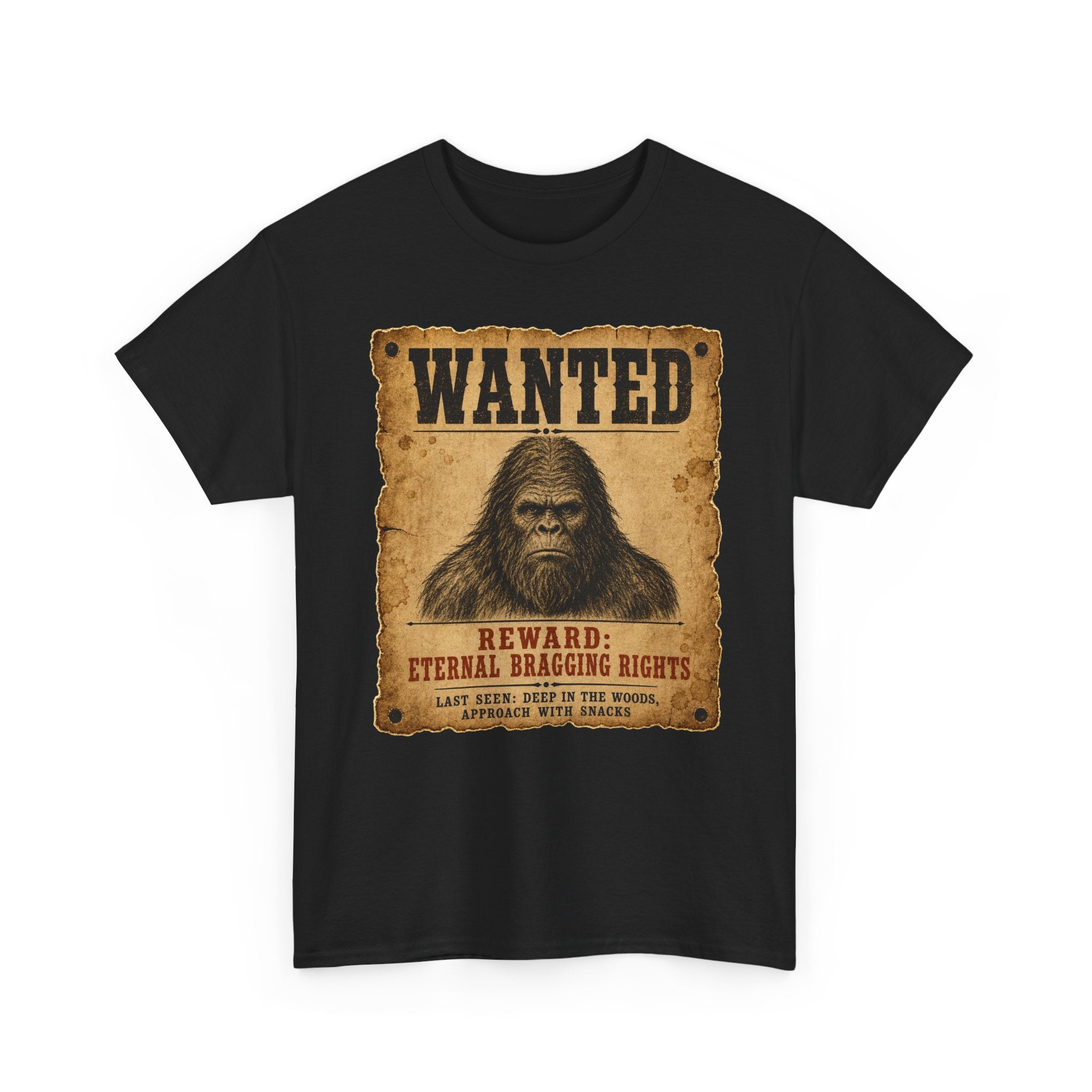 Wanted Bigfoot T-Shirt – Old West Reward Poster Graphic Tee