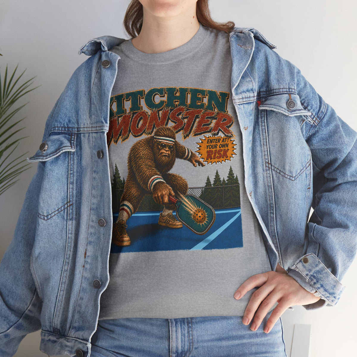 Bigfoot Kitchen Monster Funny Pickleball T-Shirt
