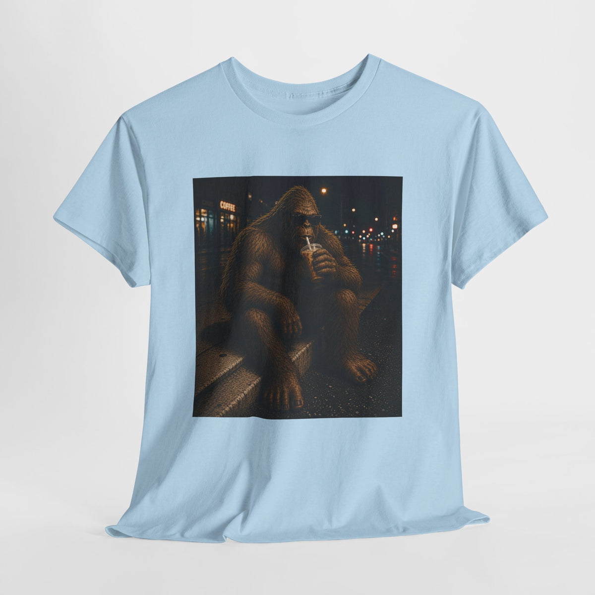 Bigfoot Coffee T-Shirt – Cool Sasquatch Drinking Coffee Vintage Tee