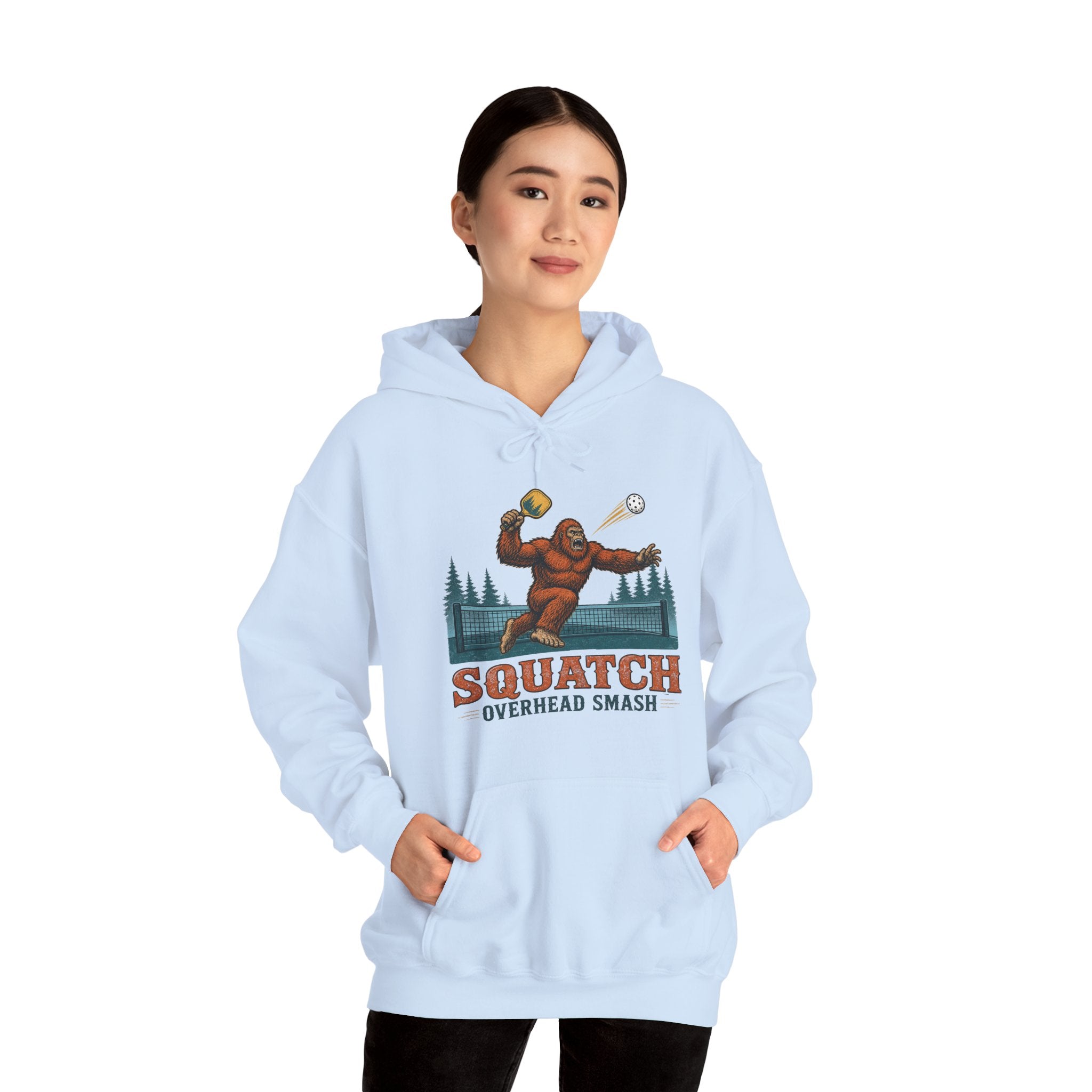 Squatch Overhead Smash Bigfoot Pickleball Hoodie