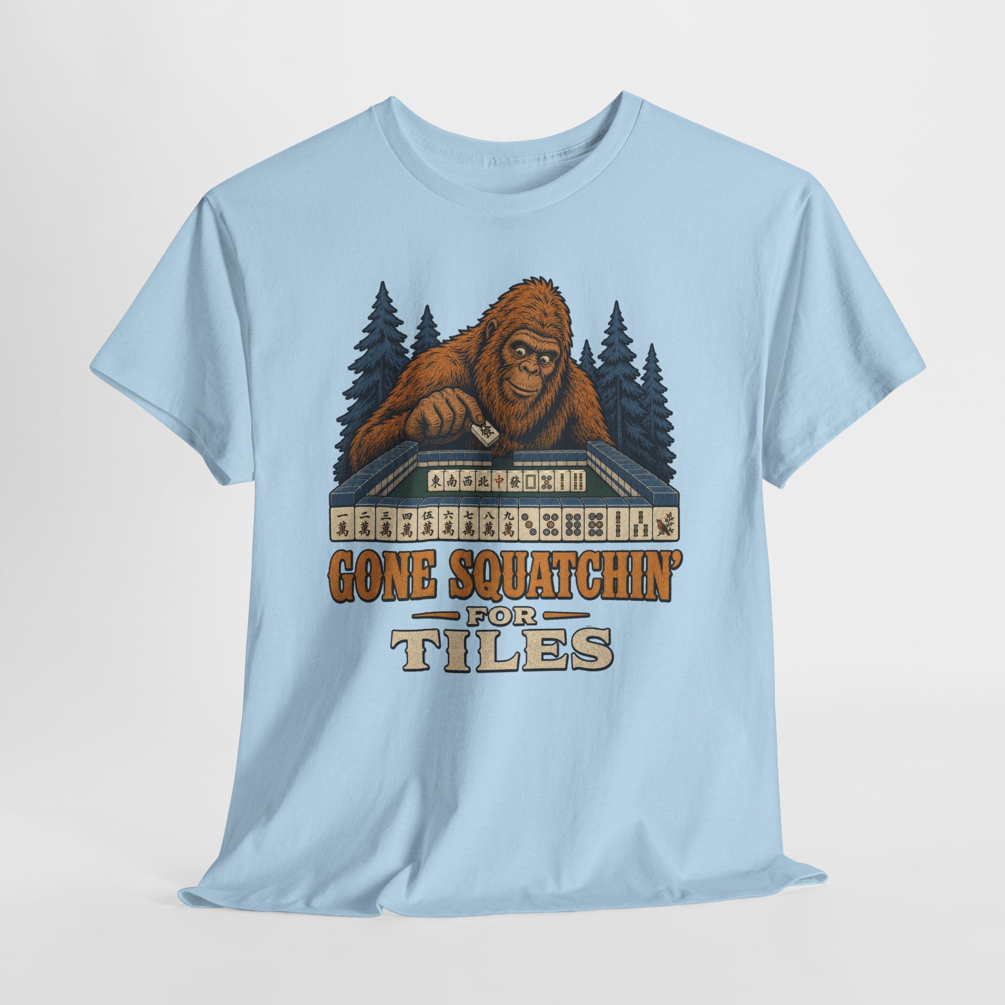 Gone Squatchin' For Tiles - Retro Bigfoot Mahjong T-Shirt