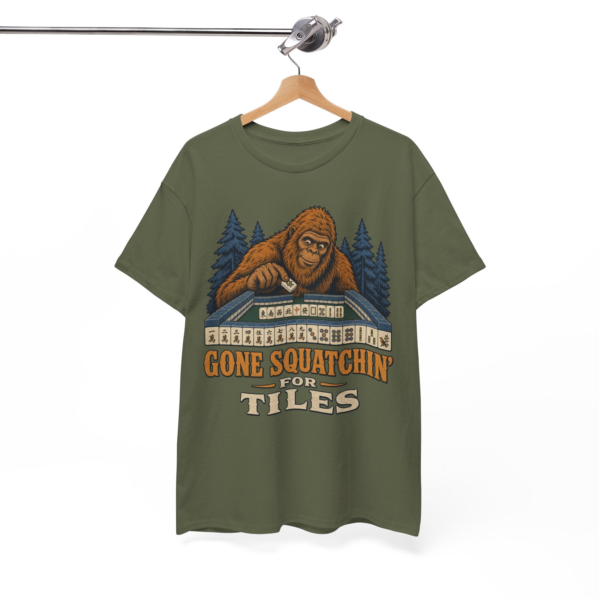 Gone Squatchin' For Tiles - Retro Bigfoot Mahjong T-Shirt
