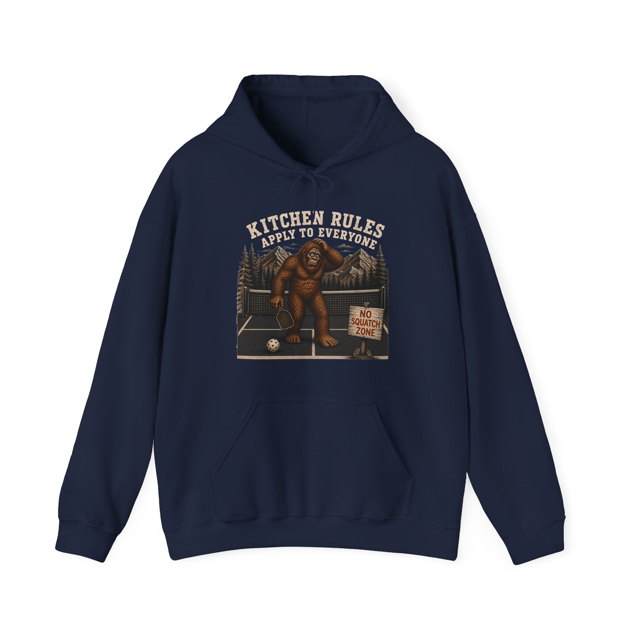 Kitchen Rules Apply to Everyone Bigfoot Pickleball Hoodie