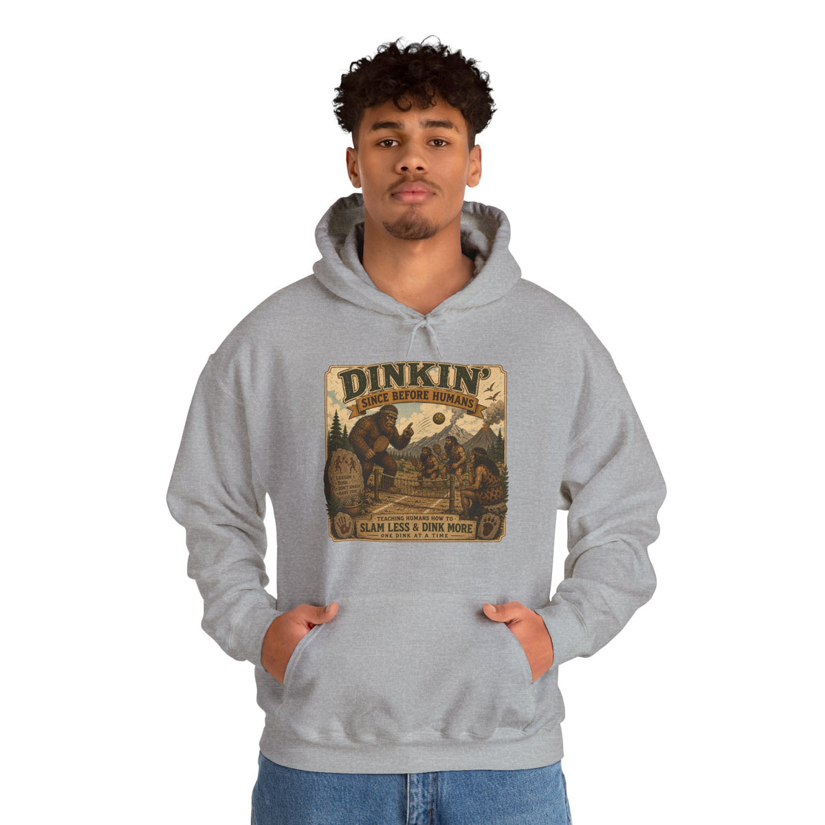 Dinkin' Since Before Humans Bigfoot Pickleball Hoodie