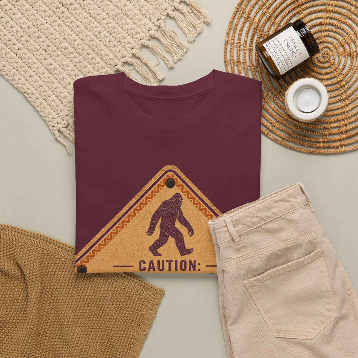 Sasquatch Crossing T-Shirt – Funny Retro Road Sign Bigfoot Graphic Tee
