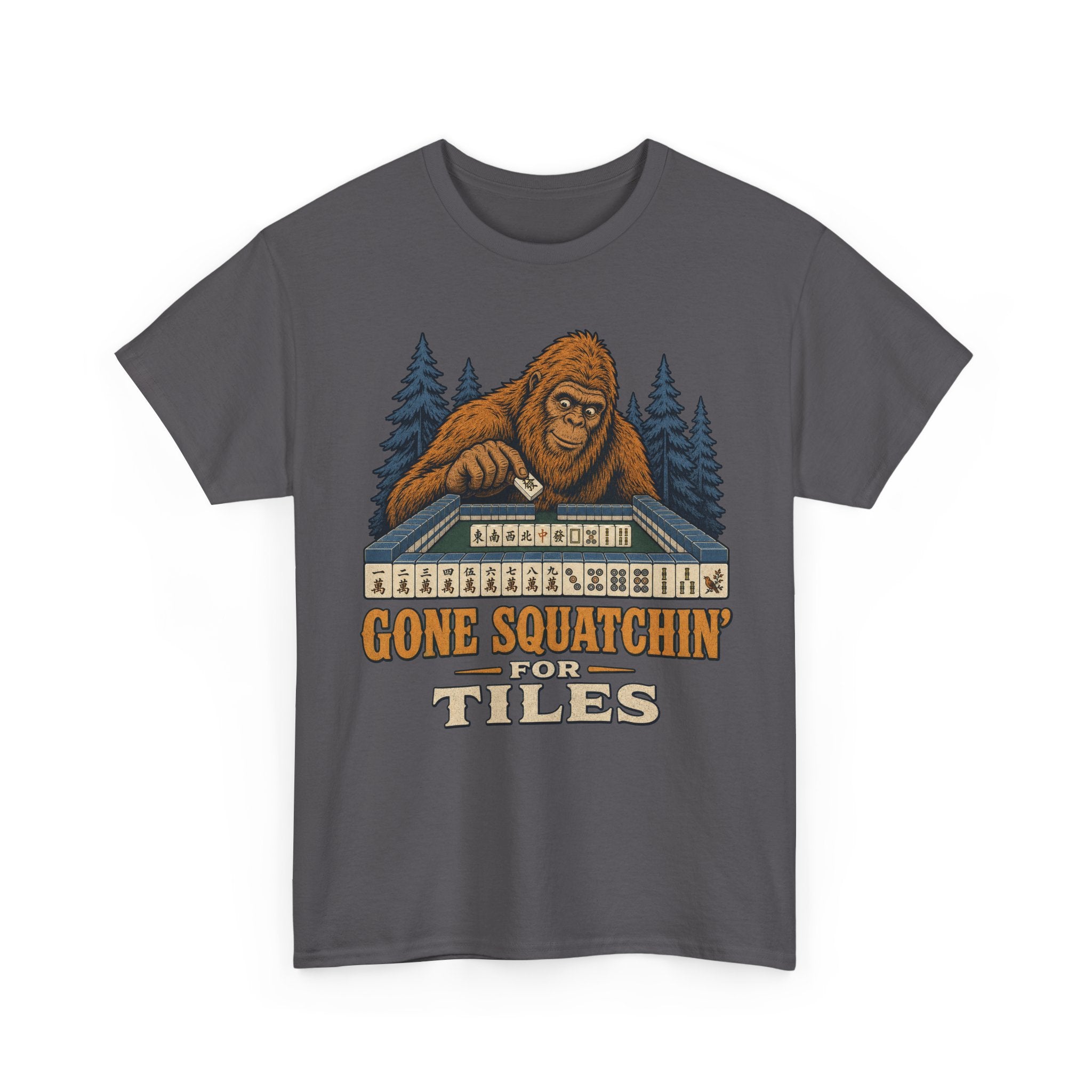 Gone Squatchin' For Tiles - Retro Bigfoot Mahjong T-Shirt