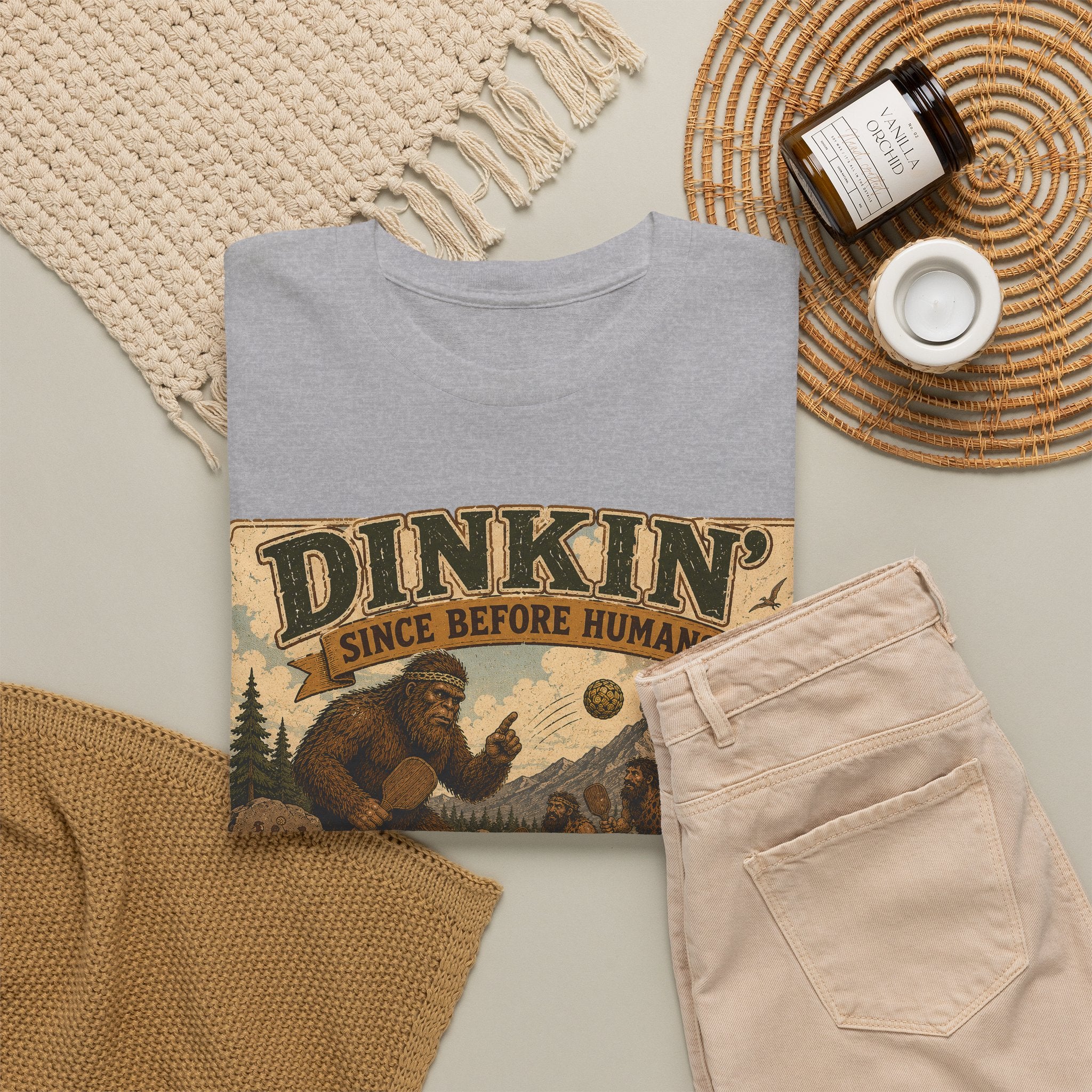 Dinkin' Since Before Humans Bigfoot Pickleball T-Shirt