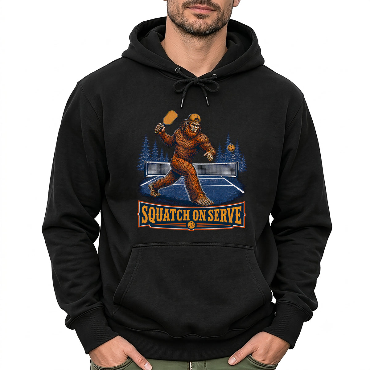 Squatch On Serve Bigfoot Pickleball Hoodie