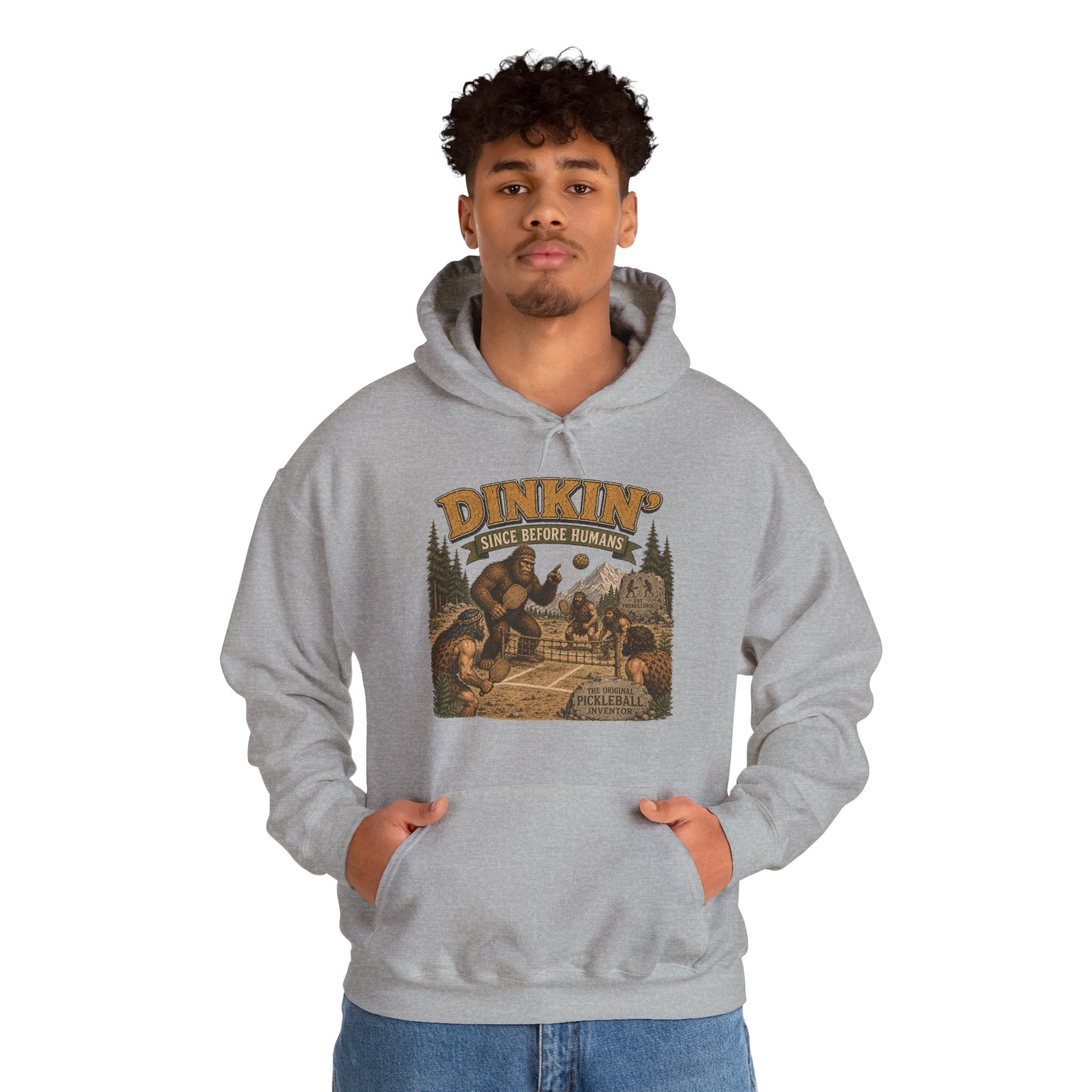 Dinkin' Since Before Humans Bigfoot Pickleball Hoodie